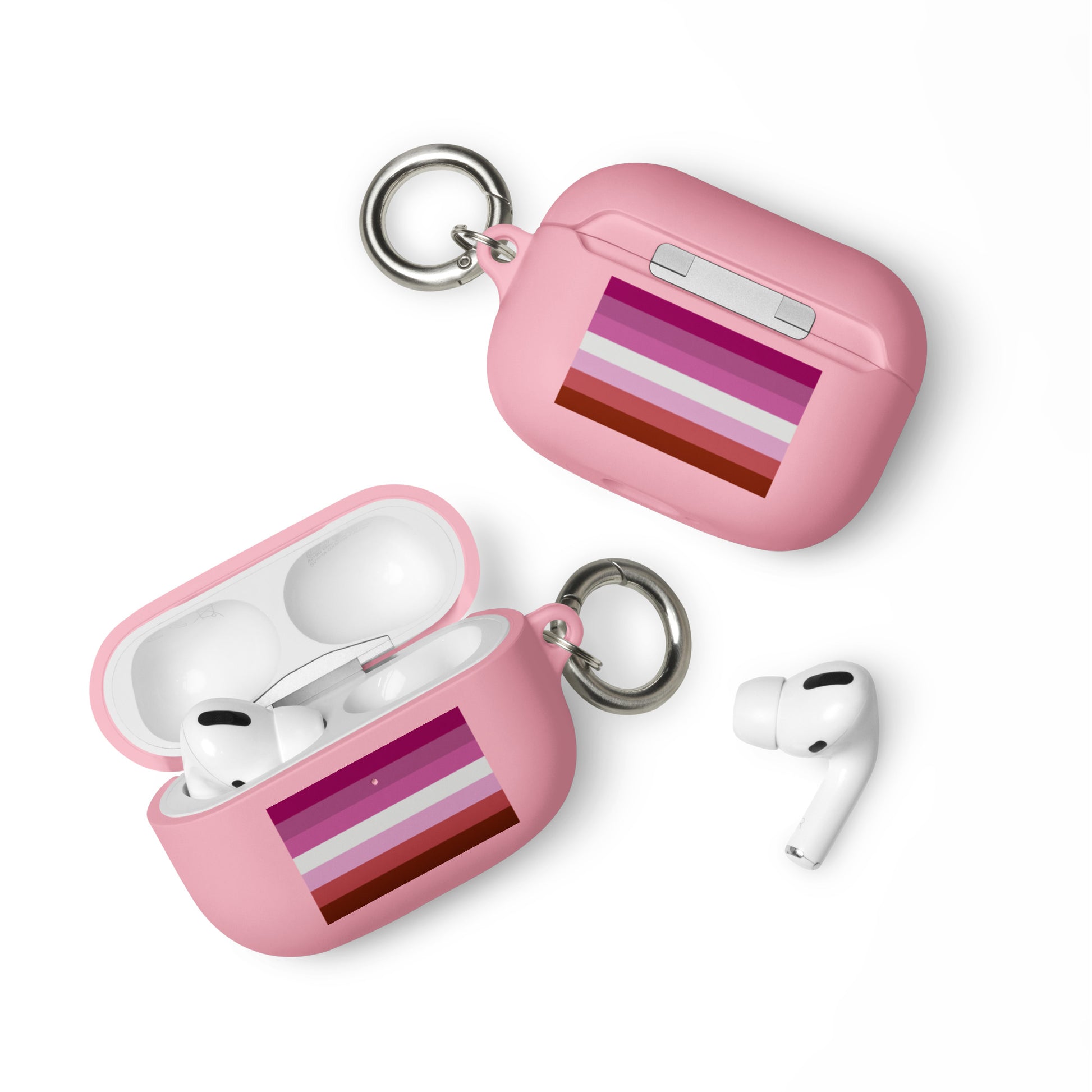 Lesbian Pride Flag Rubber Case for Apple AirPods Pink AirPods Pro Lesbian rubber-case-for-airpods-pink-airpods-pro-front-64adcdd085c6c