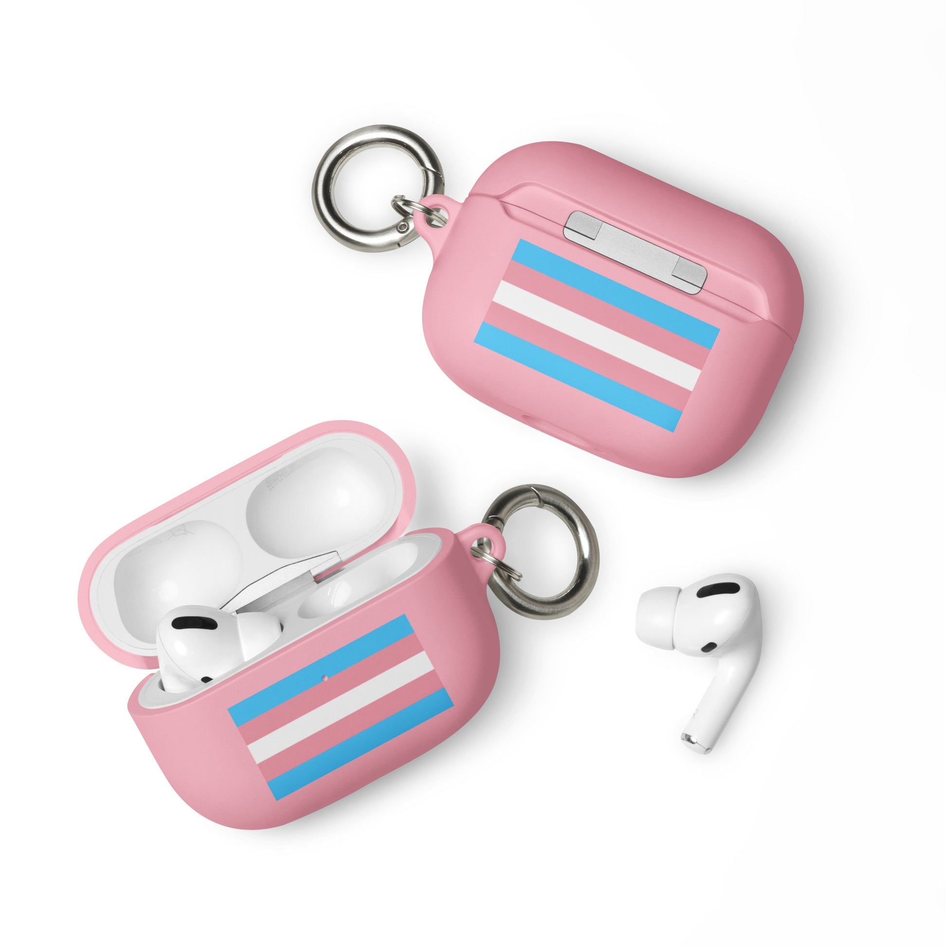 Transgender Trans Pride Flag Case for Apple AirPods Pink AirPods Pro Transgender rubber-case-for-airpods-pink-airpods-pro-front-64adce046dac0