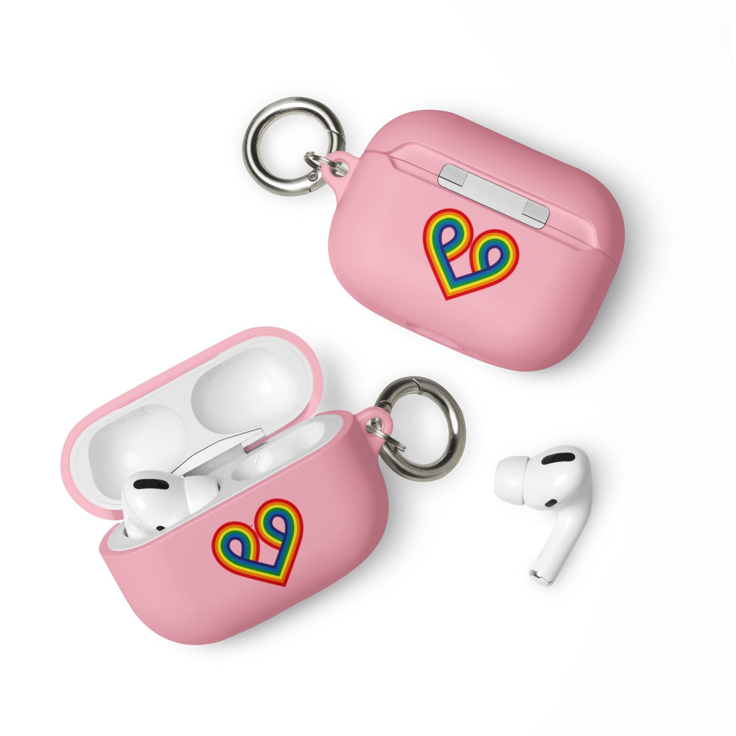 LGBTQ Pride Rubber Case for Apple AirPods - Pride Heart Pink AirPods Pro Pride rubber-case-for-airpods-pink-airpods-pro-front-64adcf156239f