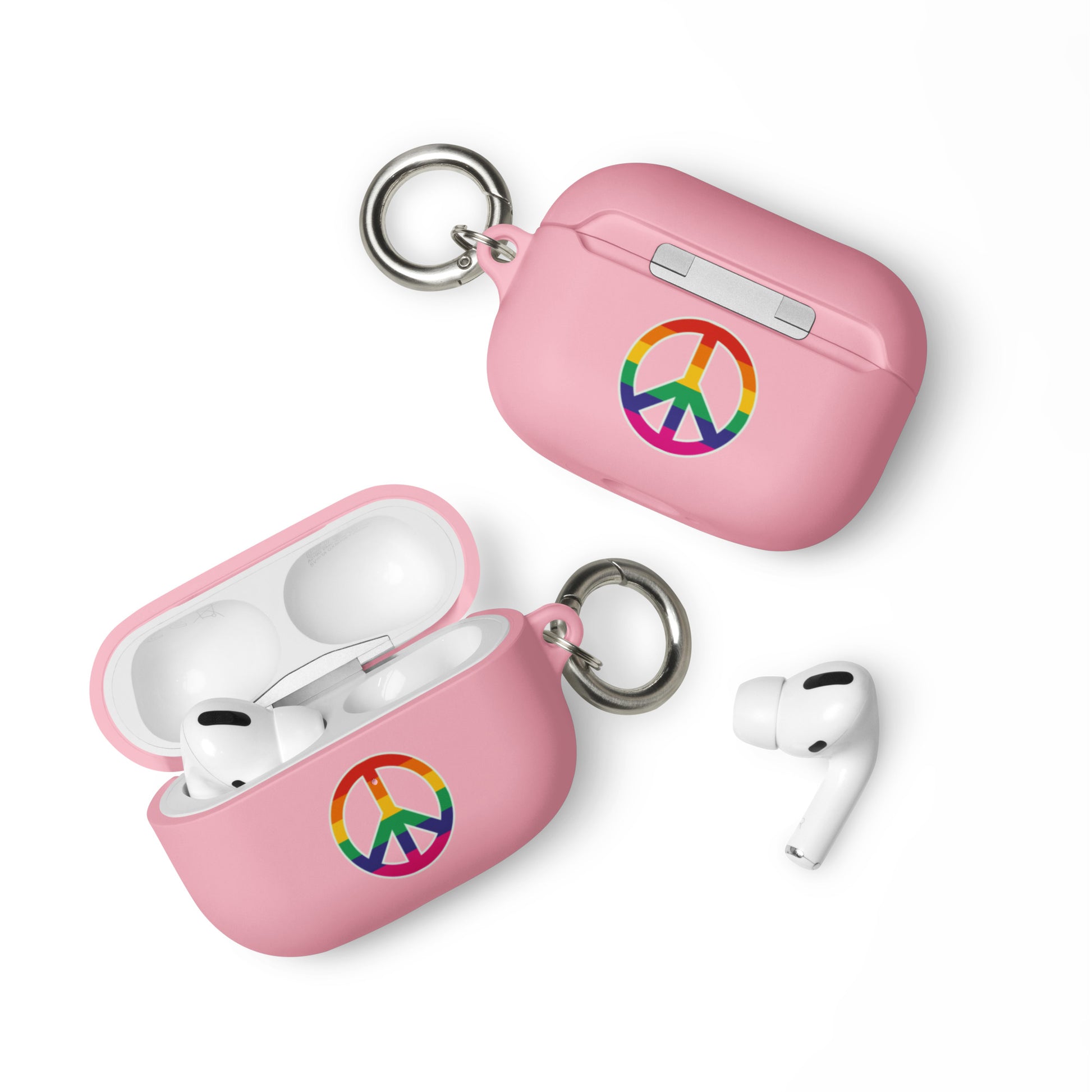 LGBTQ Pride Rubber Case for Apple AirPods - Peace Sign Symbol Pink AirPods Pro Pride rubber-case-for-airpods-pink-airpods-pro-front-64adcfd098b23