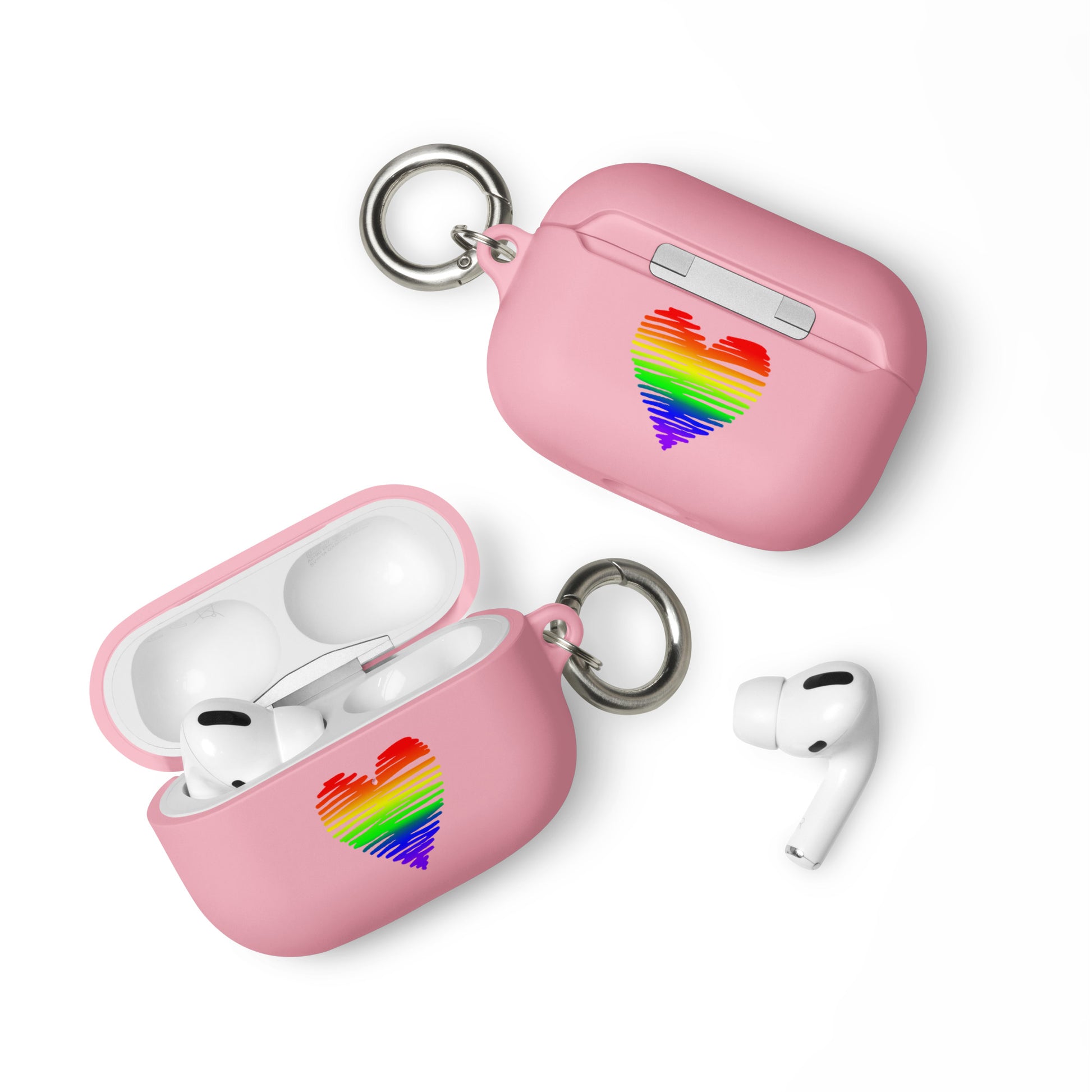 LGBTQ Pride Rubber Case for Apple AirPods - Heart Scribble Pink AirPods Pro Pride rubber-case-for-airpods-pink-airpods-pro-front-64add08977f86