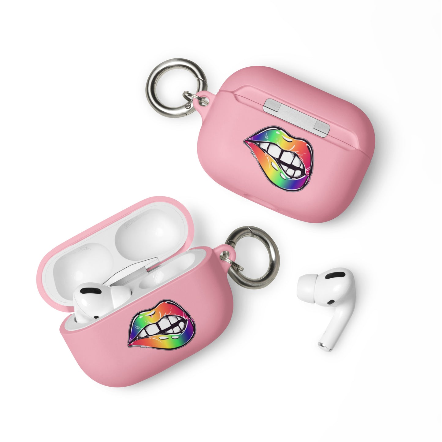 LGBTQ Pride Rubber Case for Apple AirPods - Rainbow Lips Pink AirPods Pro Pride rubber-case-for-airpods-pink-airpods-pro-front-64add2769b50c