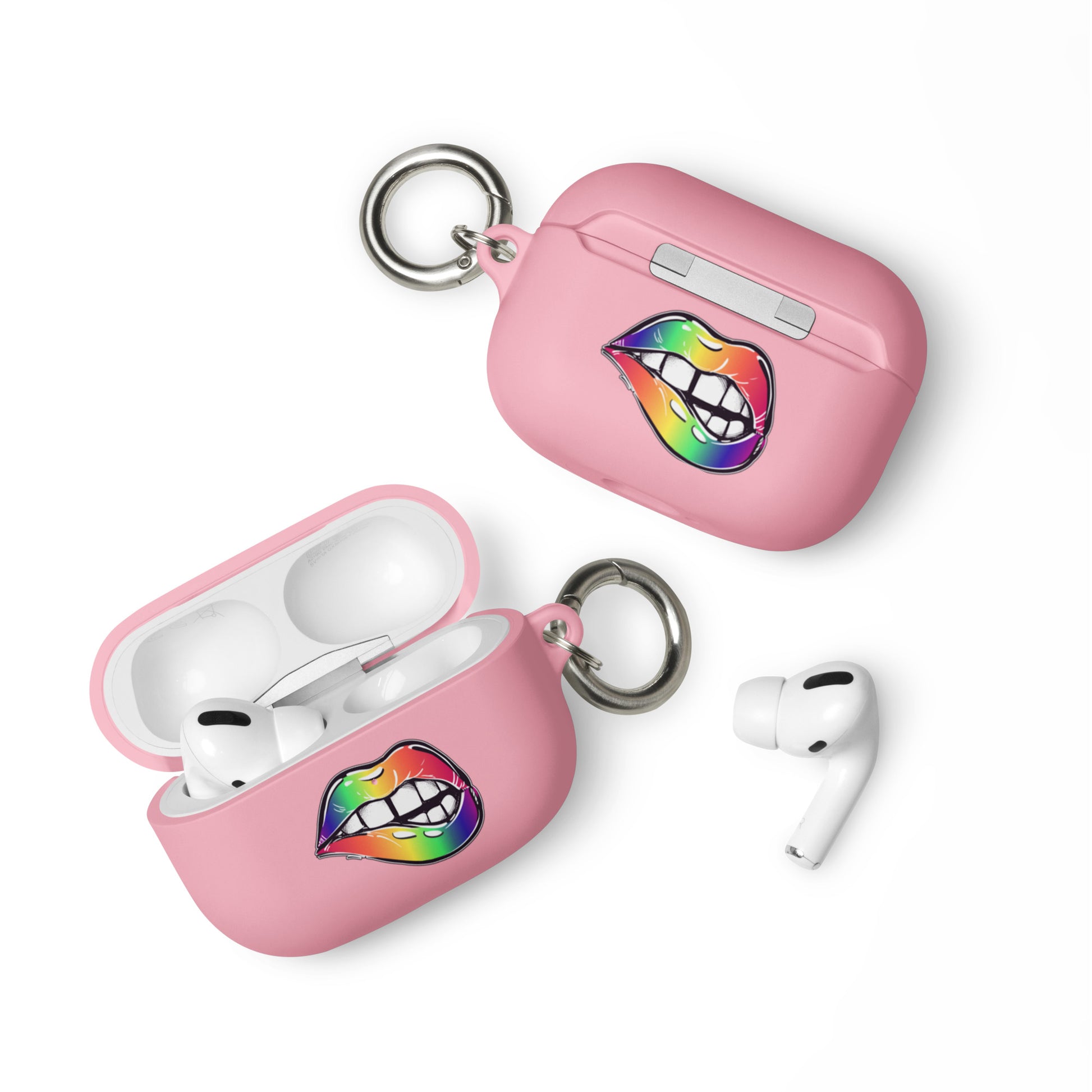 LGBTQ Pride Rubber Case for Apple AirPods - Rainbow Lips Pink AirPods Pro Pride rubber-case-for-airpods-pink-airpods-pro-front-64add2769b50c