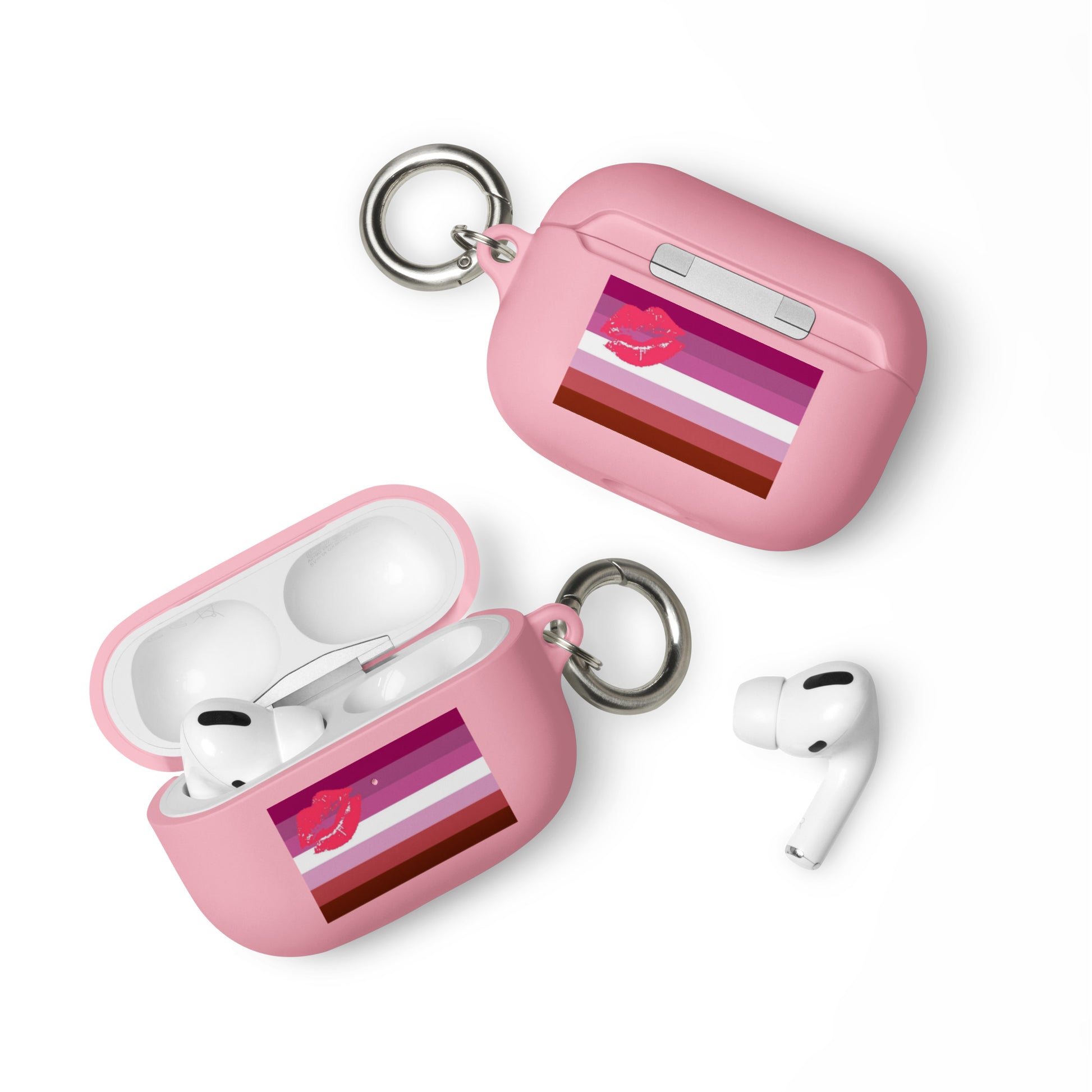 Lesbian Pride Flag Rubber Case for Apple AirPods - Lipstick Lesbian Pink AirPods Pro Lesbian rubber-case-for-airpods-pink-airpods-pro-front-64adea2ccb266