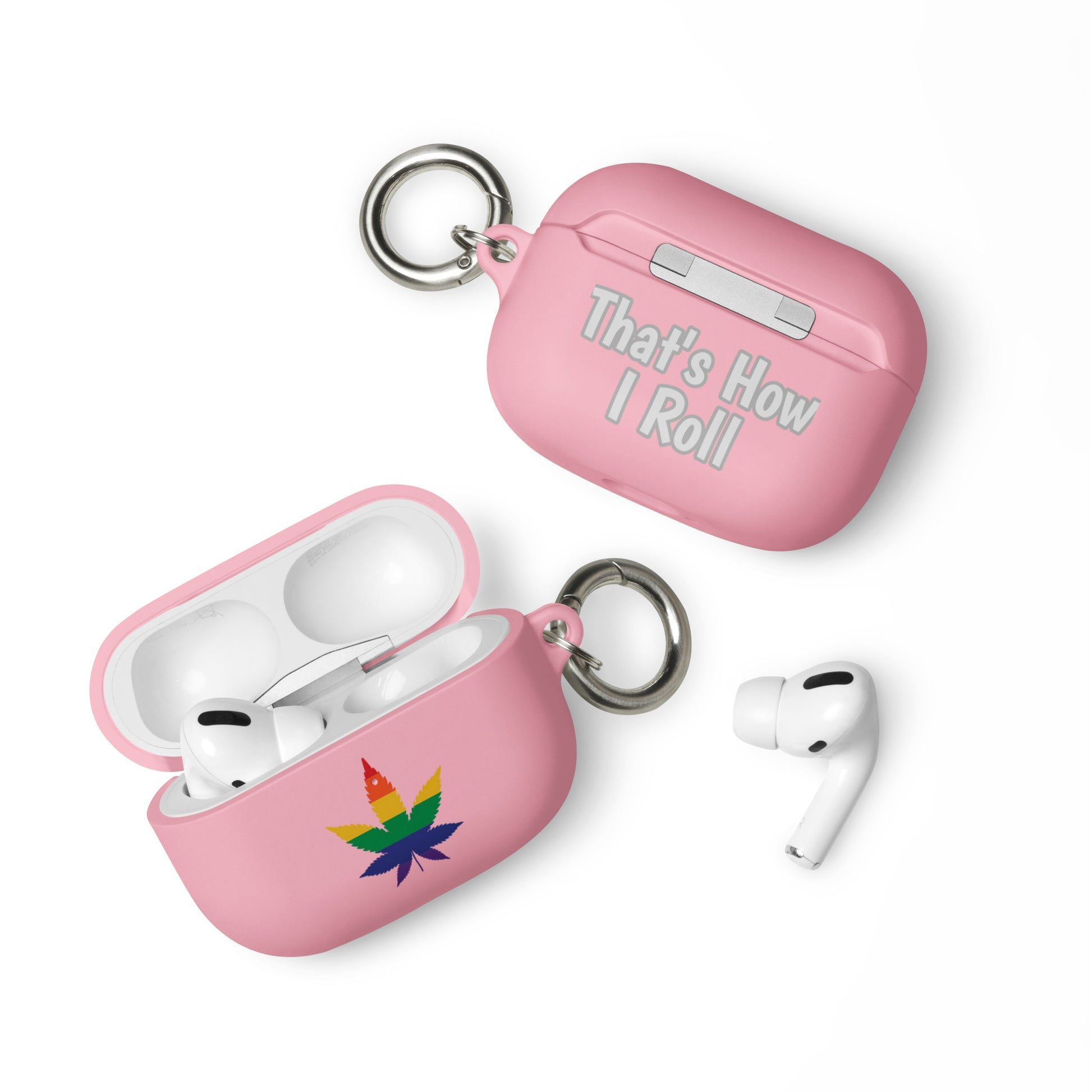 LGBTQ Pride Case for Apple AirPods - Weed Pink AirPods Pro Pride rubber-case-for-airpods-pink-airpods-pro-front-64ae04a05781f