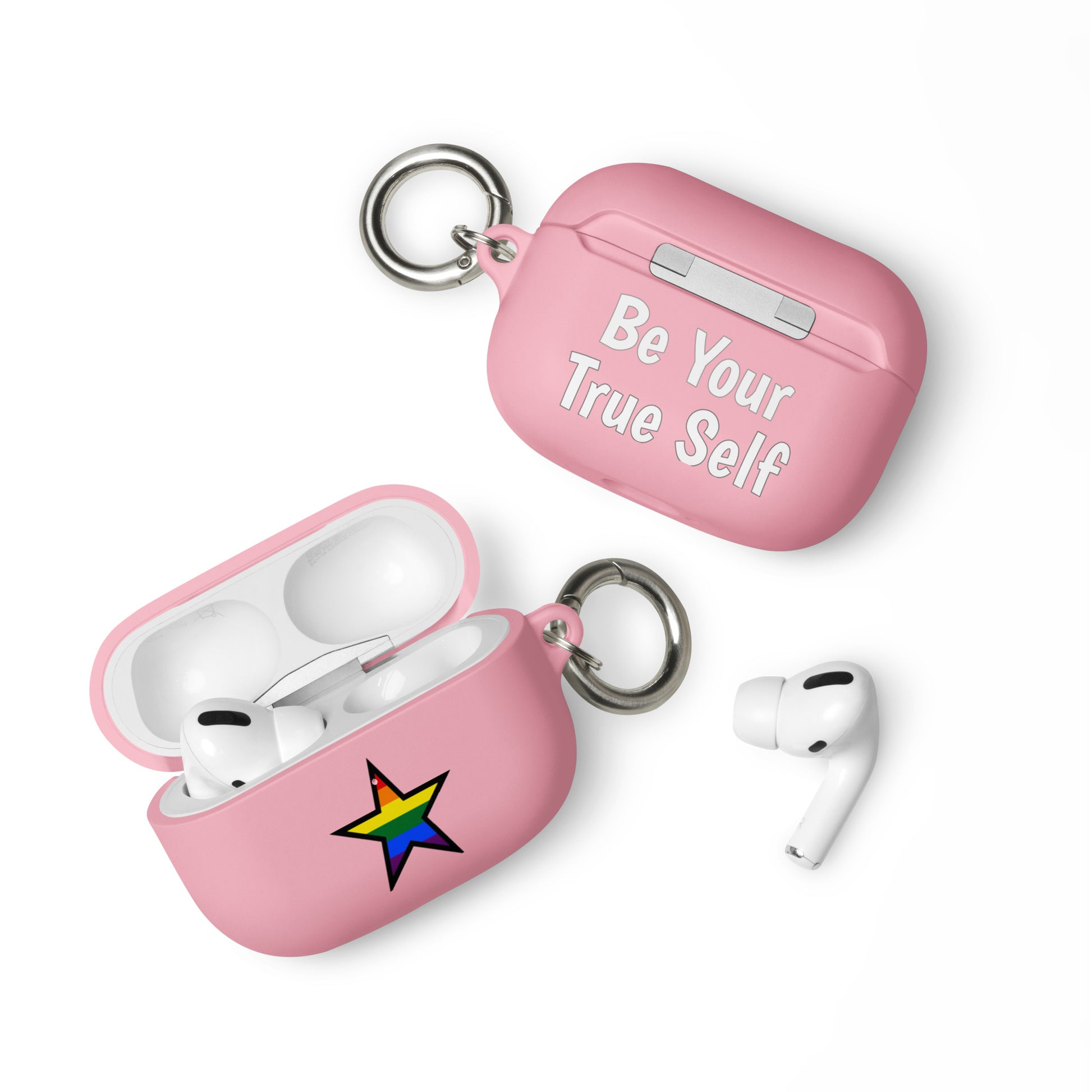 LGBTQ Pride Rubber Case for Apple AirPods - Star Pink AirPods Pro Pride rubber-case-for-airpods-pink-airpods-pro-front-64ae050c5592f