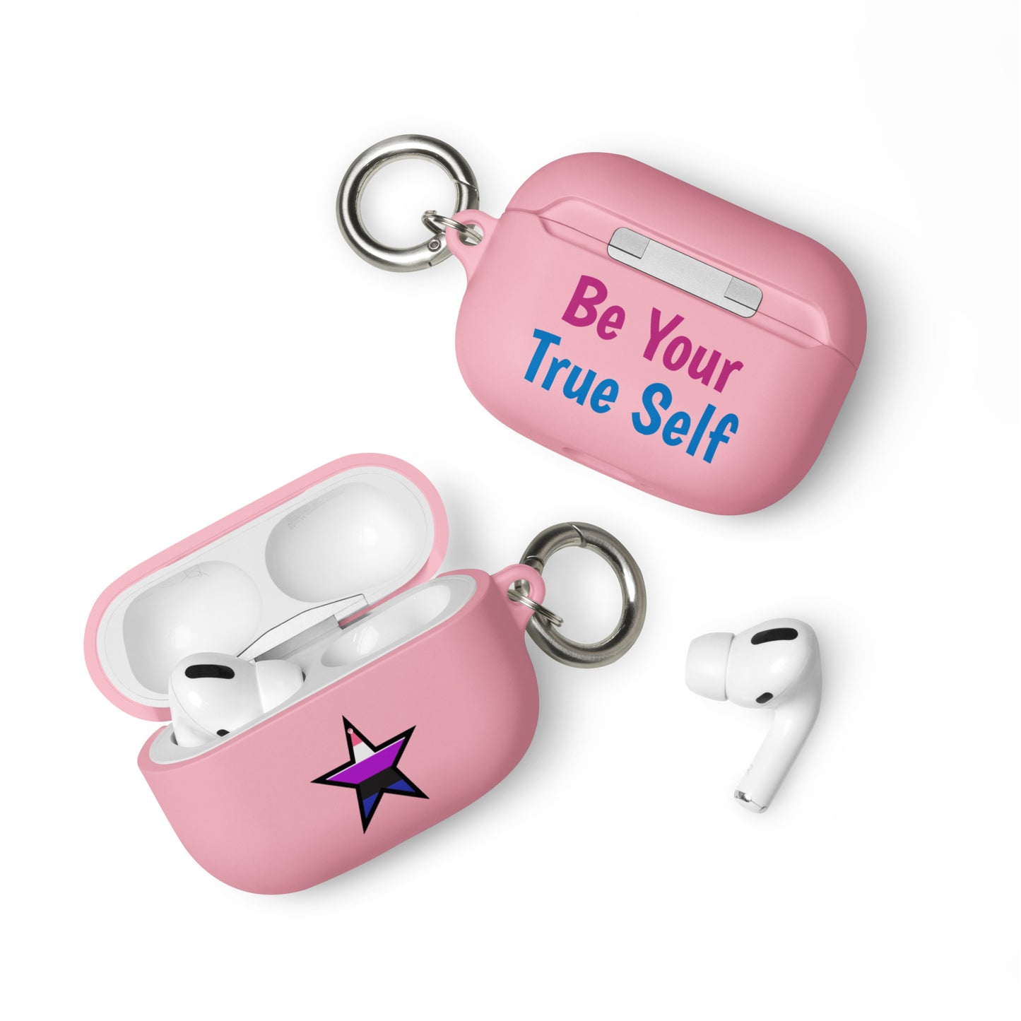 Genderfluid Pride Rubber Case for Apple AirPods - Star Pink AirPods Pro Genderfluid rubber-case-for-airpods-pink-airpods-pro-front-64ae061c04a8a