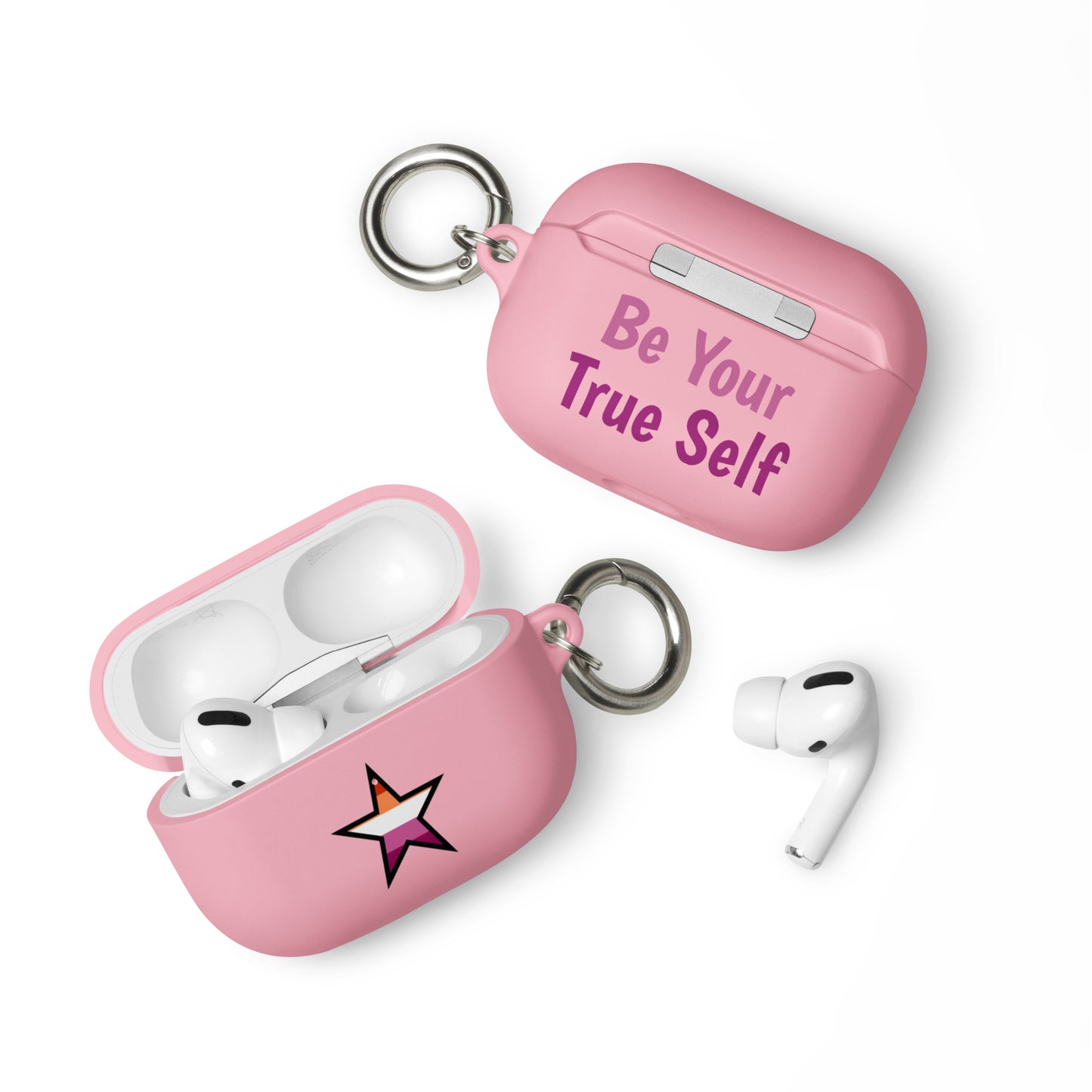 Lesbian Pride Rubber Case for AirPods - Star Pink AirPods Pro Lesbian rubber-case-for-airpods-pink-airpods-pro-front-64ae069e7914d