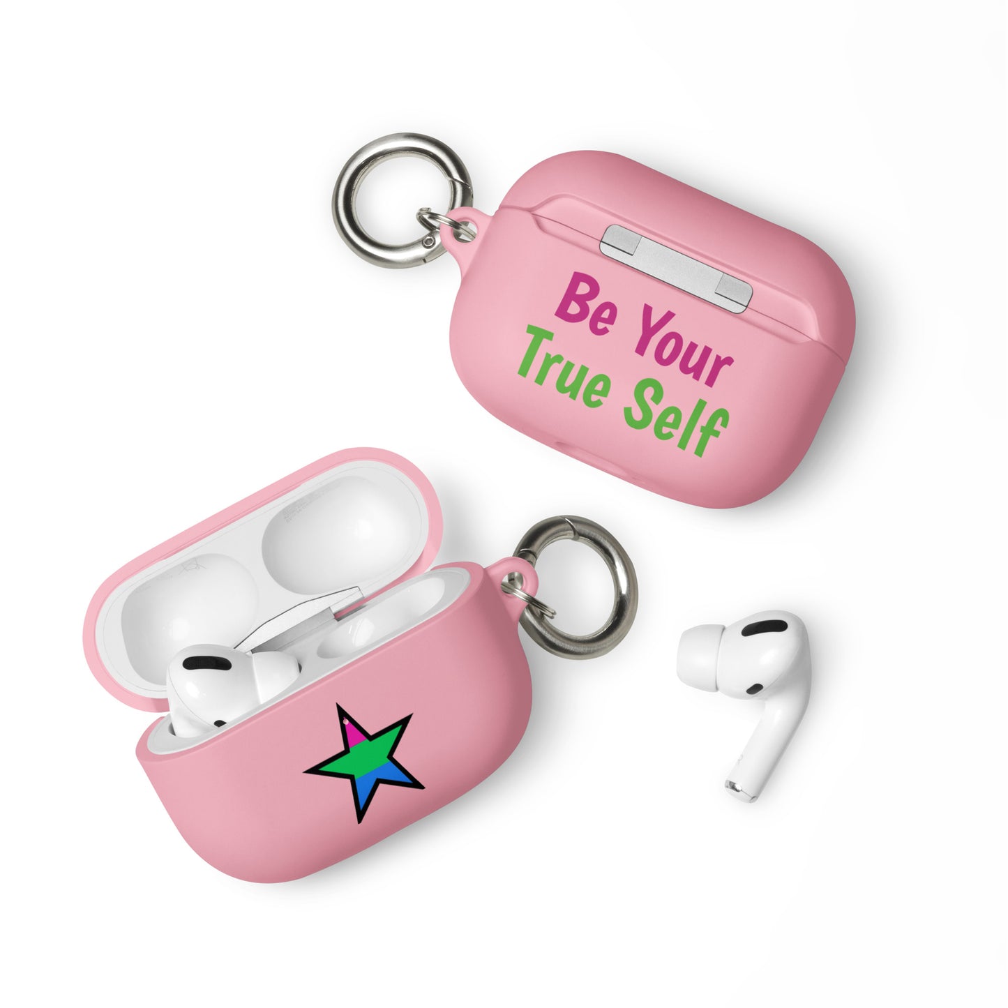 Polysexual Poly Pride Rubber Case for Apple AirPods - Star Pink AirPods Pro Polysexual rubber-case-for-airpods-pink-airpods-pro-front-64ae06f6f06b0