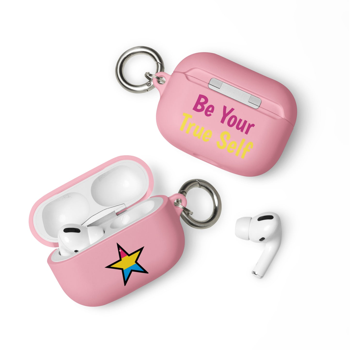 Pansexual Pan Pride Rubber Case for Apple AirPods - Star Pink AirPods Pro Pansexual rubber-case-for-airpods-pink-airpods-pro-front-64ae072e3e72c