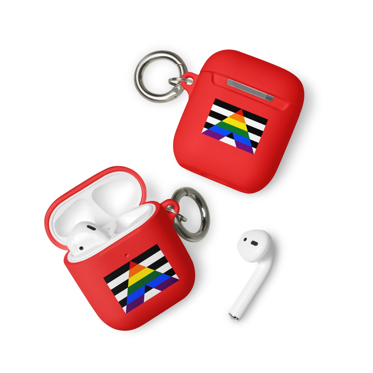 Straight Ally Pride Flag Rubber Case for Apple AirPods Red AirPods Straight Ally rubber-case-for-airpods-red-airpods-front-64adcb9a8bb69