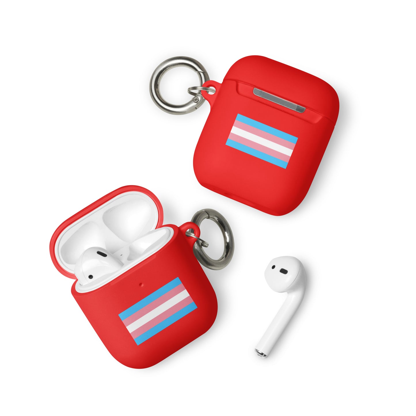 Transgender Trans Pride Flag Case for Apple AirPods Red AirPods Transgender rubber-case-for-airpods-red-airpods-front-64adce046d420