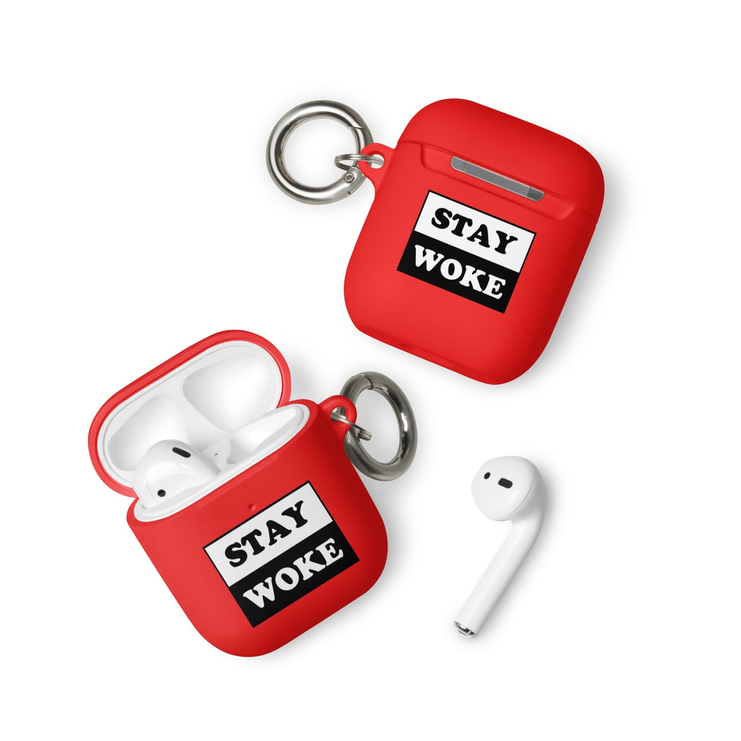 Rubber Case for Apple AirPods - Stay Woke Red AirPods rubber-case-for-airpods-red-airpods-front-64adcfa3cad3b