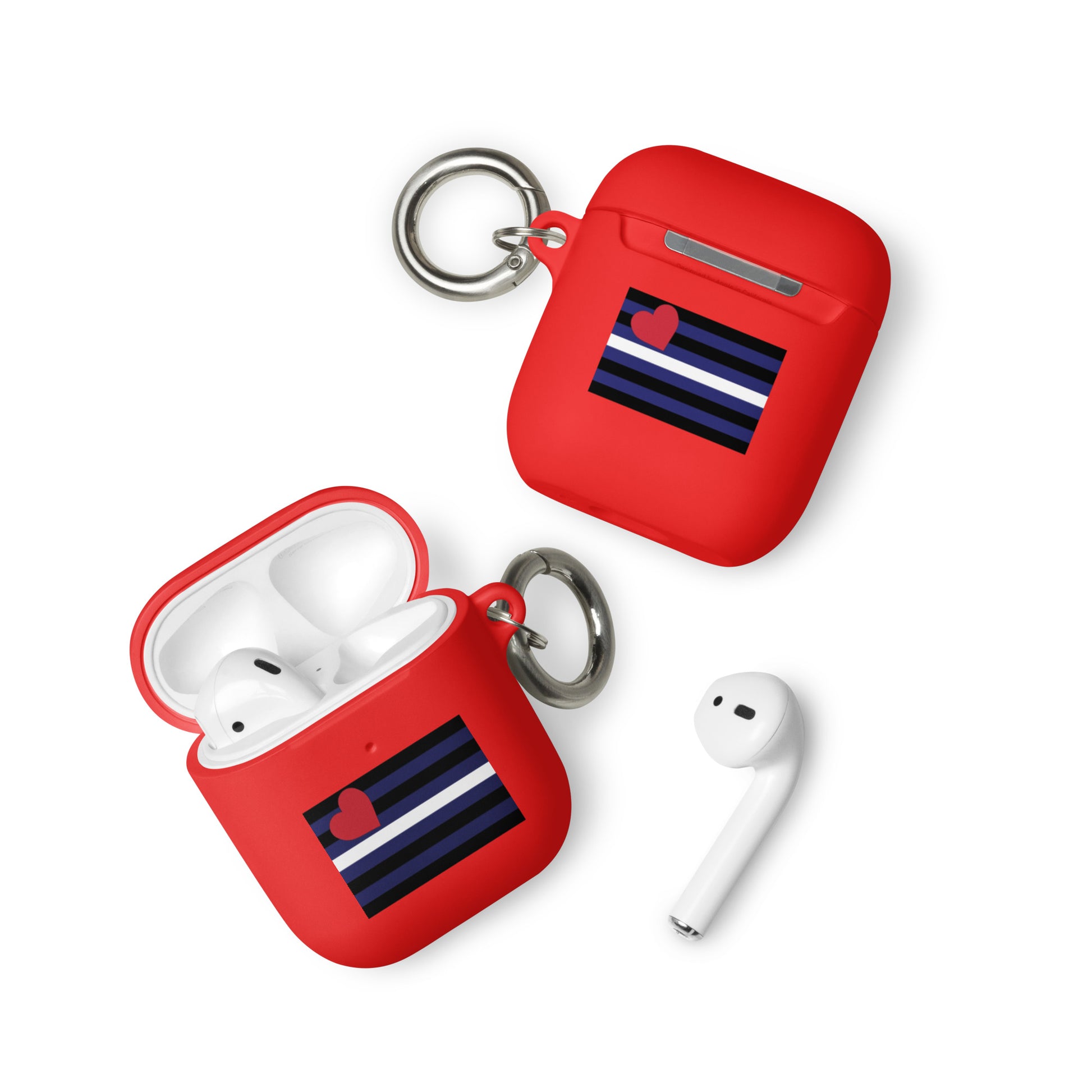 Leather Pride Flag Rubber Case for Apple AirPods Red AirPods rubber-case-for-airpods-red-airpods-front-64add0196ae14