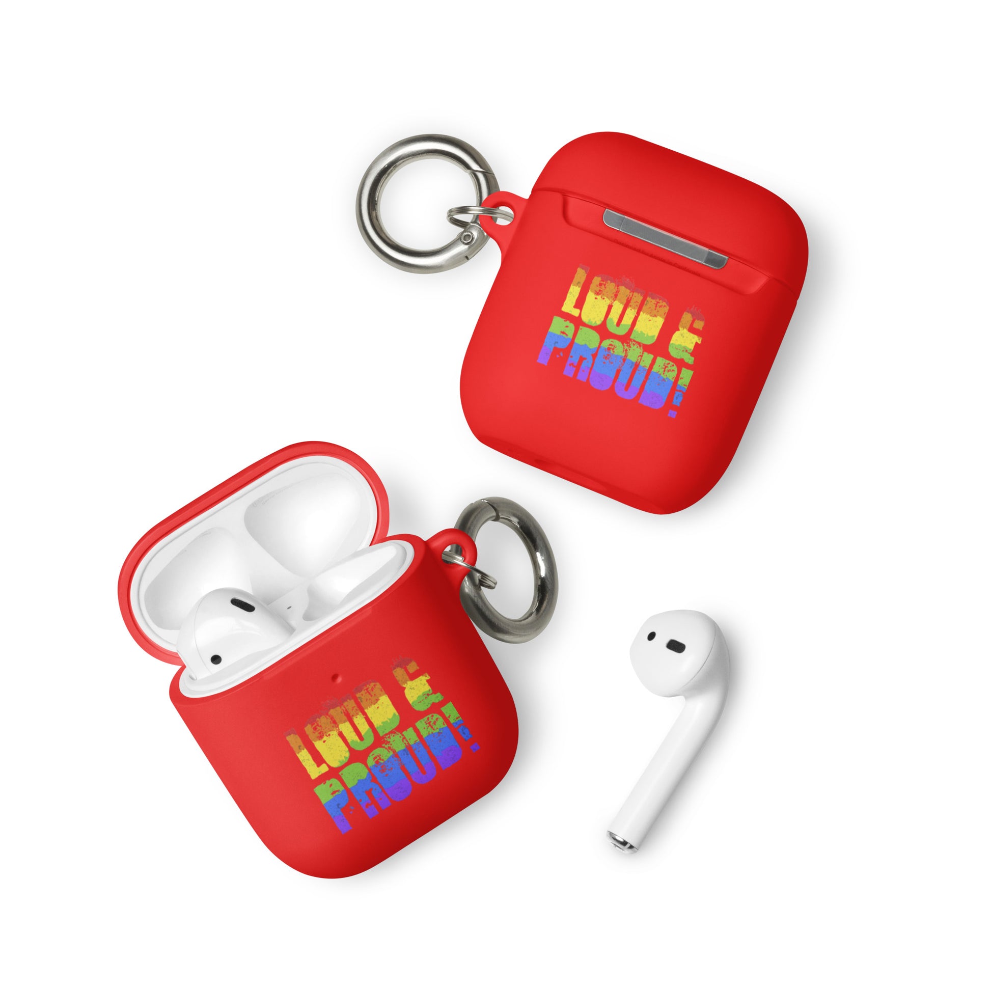 LGBTQ Pride Rubber Case for Apple AirPods - Loud and Proud Red AirPods Pride rubber-case-for-airpods-red-airpods-front-64add2a96d123