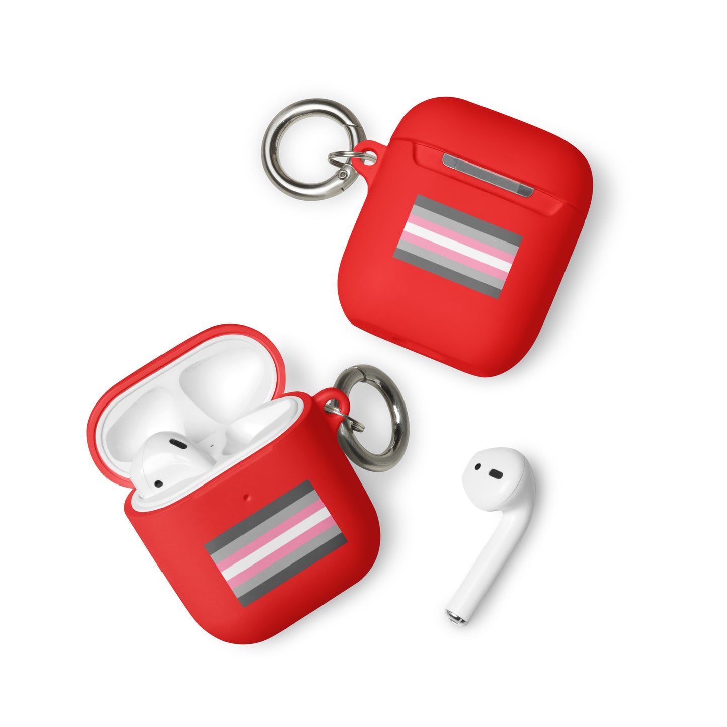 Demigirl Pride Flag Rubber Case for Apple AirPods Red AirPods Demigirl rubber-case-for-airpods-red-airpods-front-64ade7c9a0f15