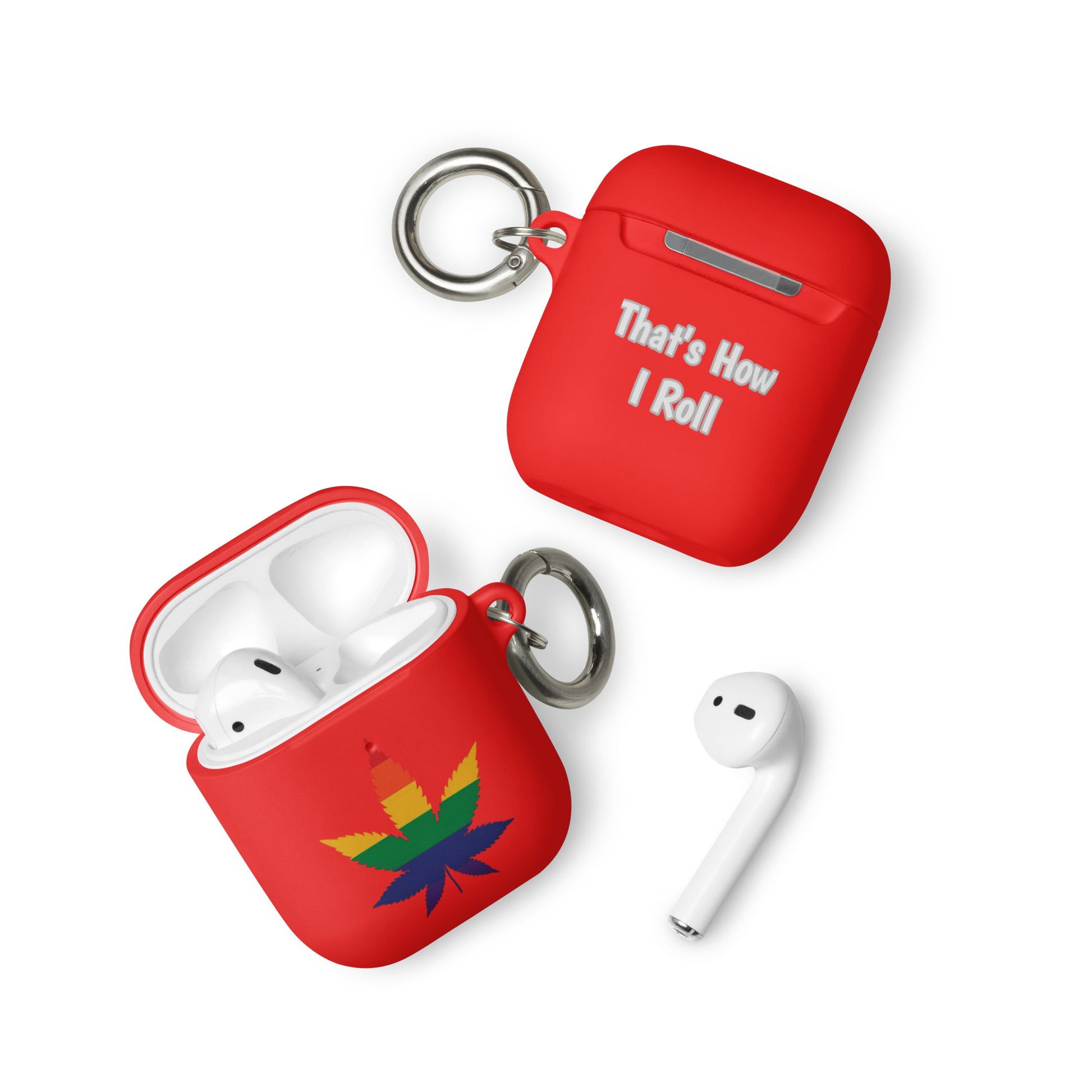 LGBTQ Pride Case for Apple AirPods - Weed Red AirPods Pride rubber-case-for-airpods-red-airpods-front-64ae04a05732b