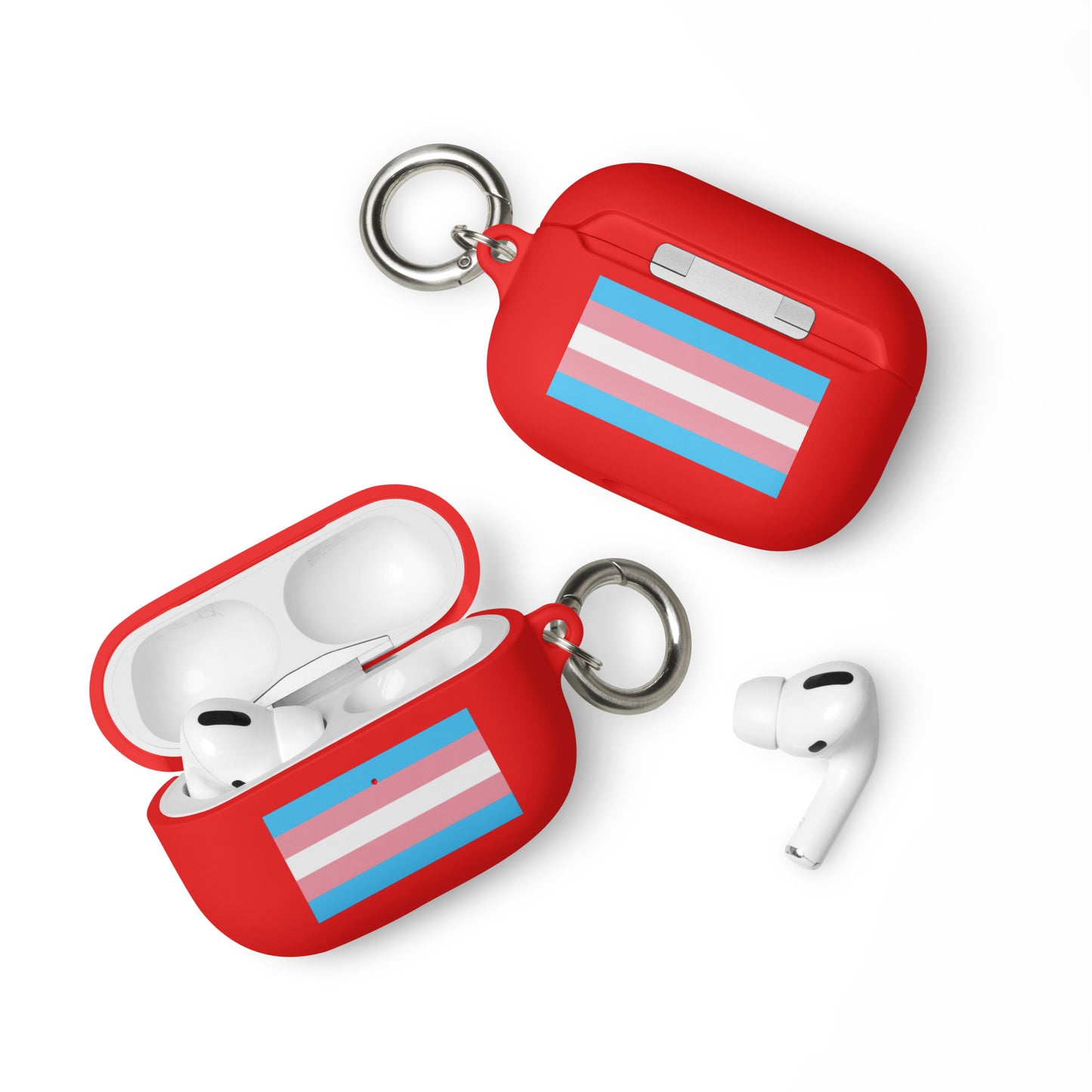 Transgender Trans Pride Flag Case for Apple AirPods Red AirPods Pro Transgender rubber-case-for-airpods-red-airpods-pro-front-64adce046d4fa