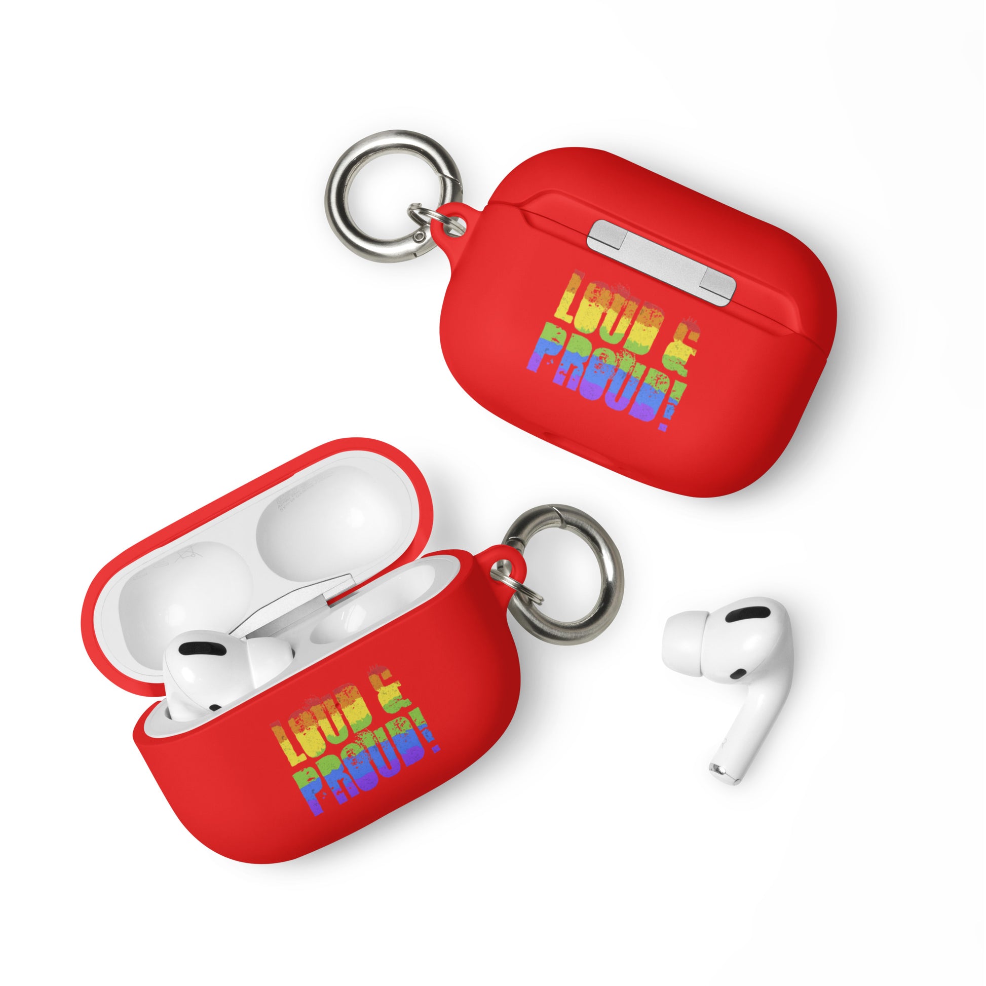 LGBTQ Pride Rubber Case for Apple AirPods - Loud and Proud Red AirPods Pro Pride rubber-case-for-airpods-red-airpods-pro-front-64add2a96d1eb