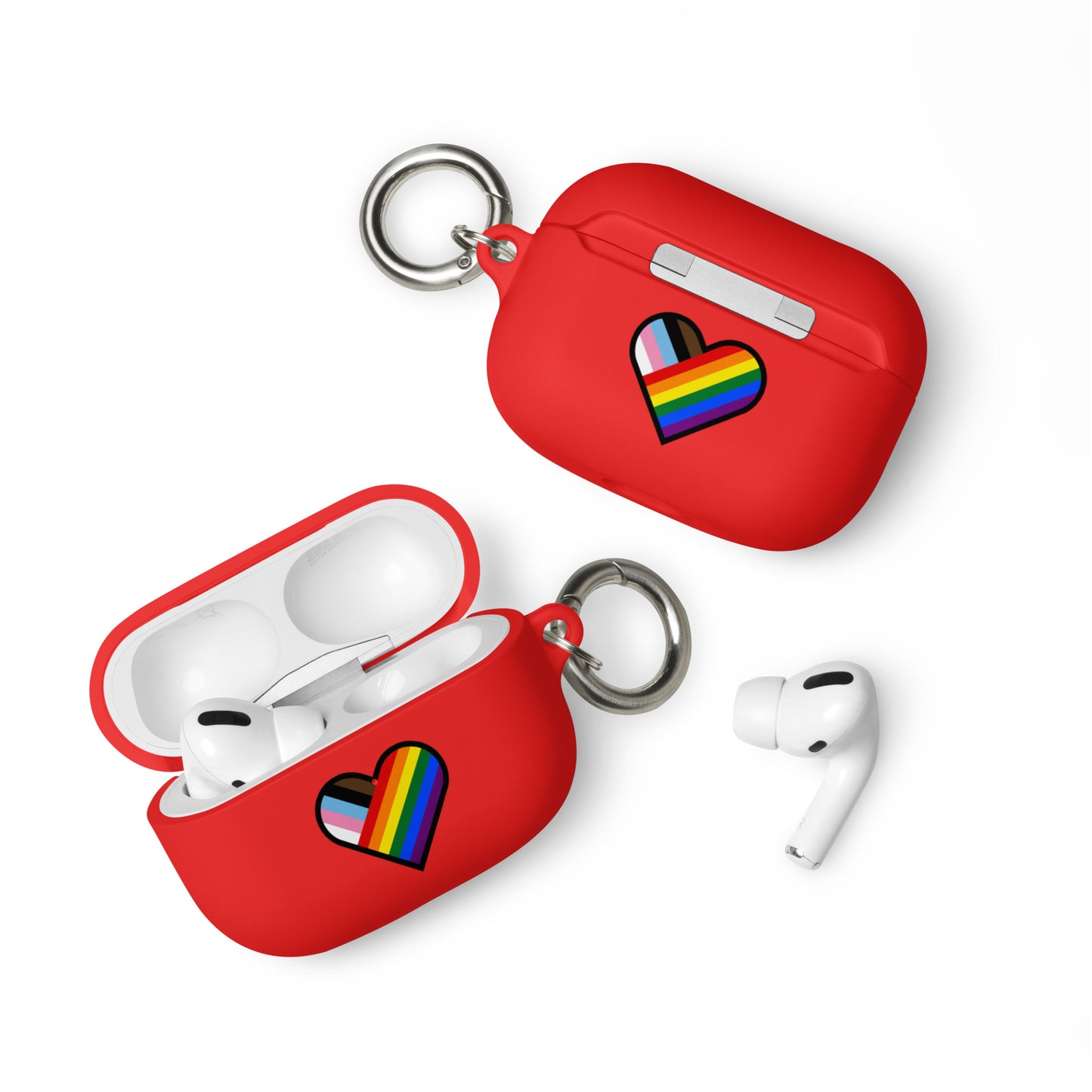 LGBTQ Pride Rubber Case for Apple AirPods - Progress Pride Heart Red AirPods Pro Pride rubber-case-for-airpods-red-airpods-pro-front-64adec5434d7e