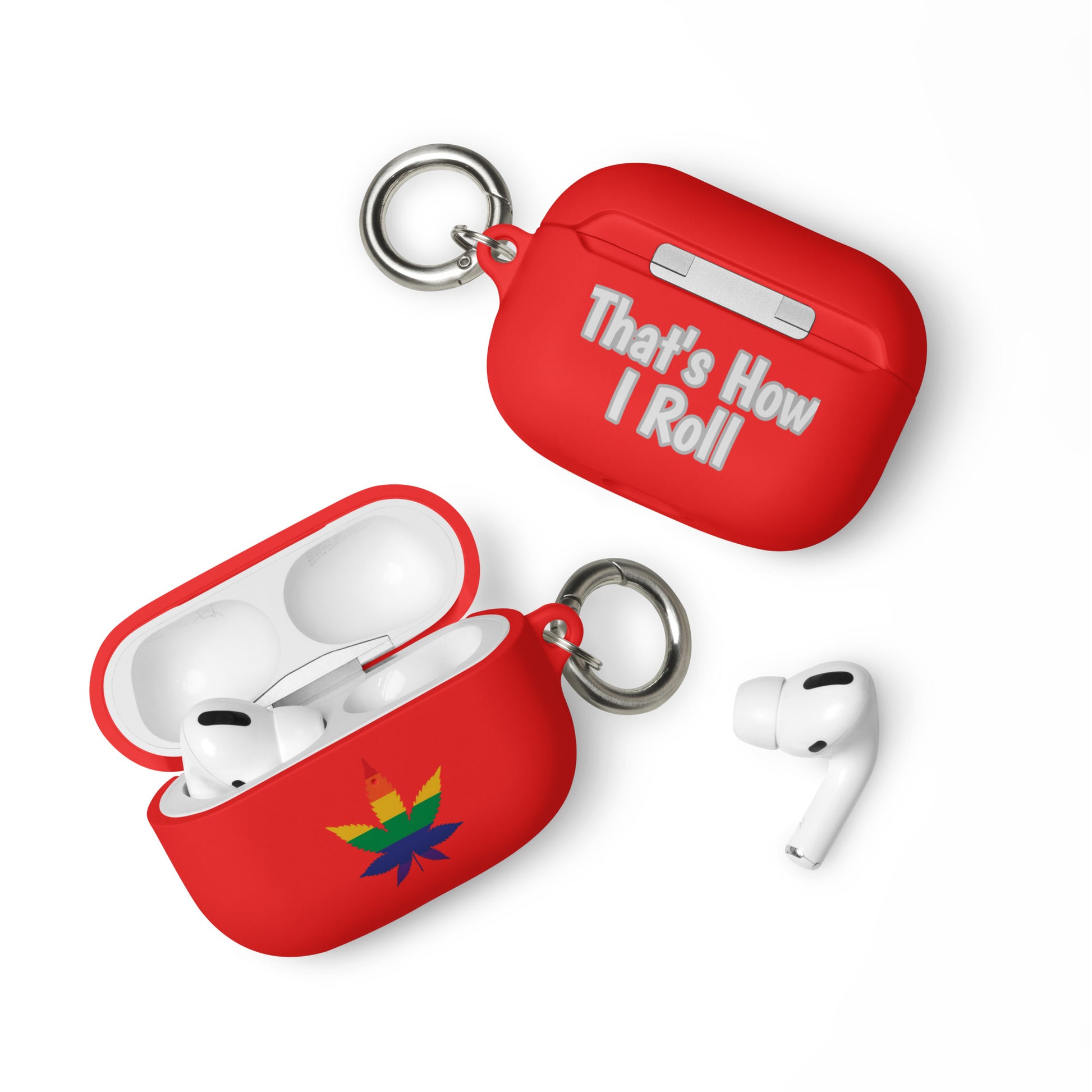 LGBTQ Pride Case for Apple AirPods - Weed Red AirPods Pro Pride rubber-case-for-airpods-red-airpods-pro-front-64ae04a0573a6