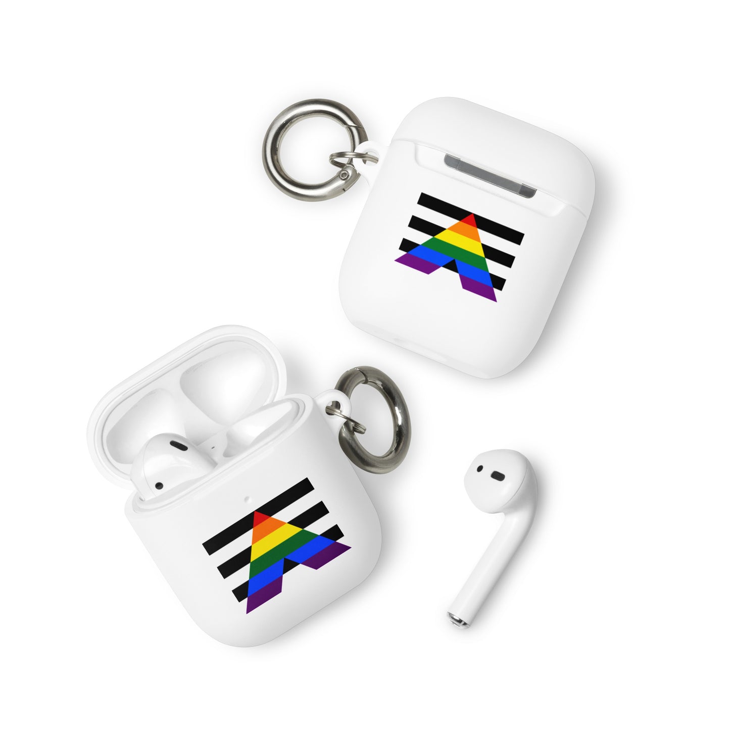 Straight Ally Pride Flag Rubber Case for Apple AirPods White AirPods Straight Ally rubber-case-for-airpods-white-airpods-front-64adcb9a8c21b