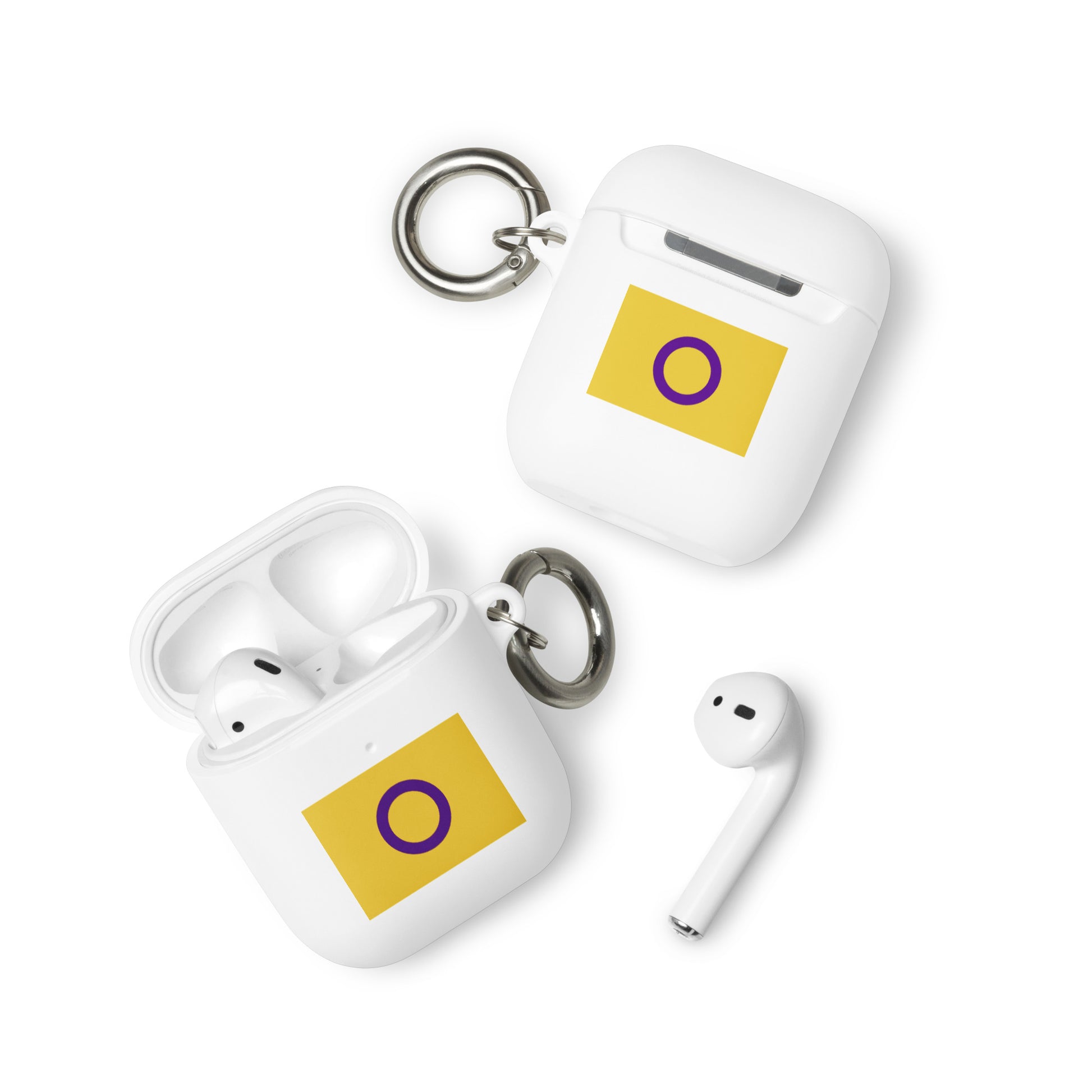 Intersex Pride Flag Rubber Case for Apple AirPods White AirPods Intersex rubber-case-for-airpods-white-airpods-front-64adcc58b2d08