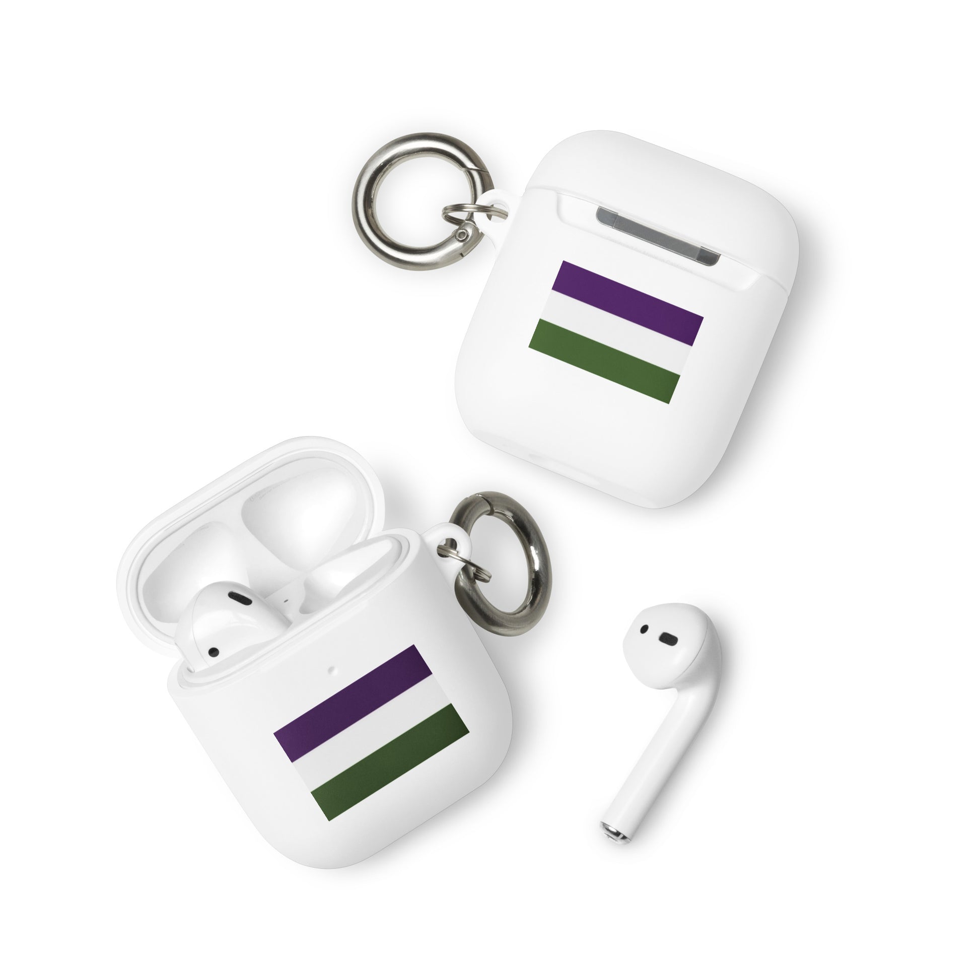 Genderqueer Pride Flag Rubber Case for Apple AirPods White AirPods Genderqueer rubber-case-for-airpods-white-airpods-front-64adccb3174de