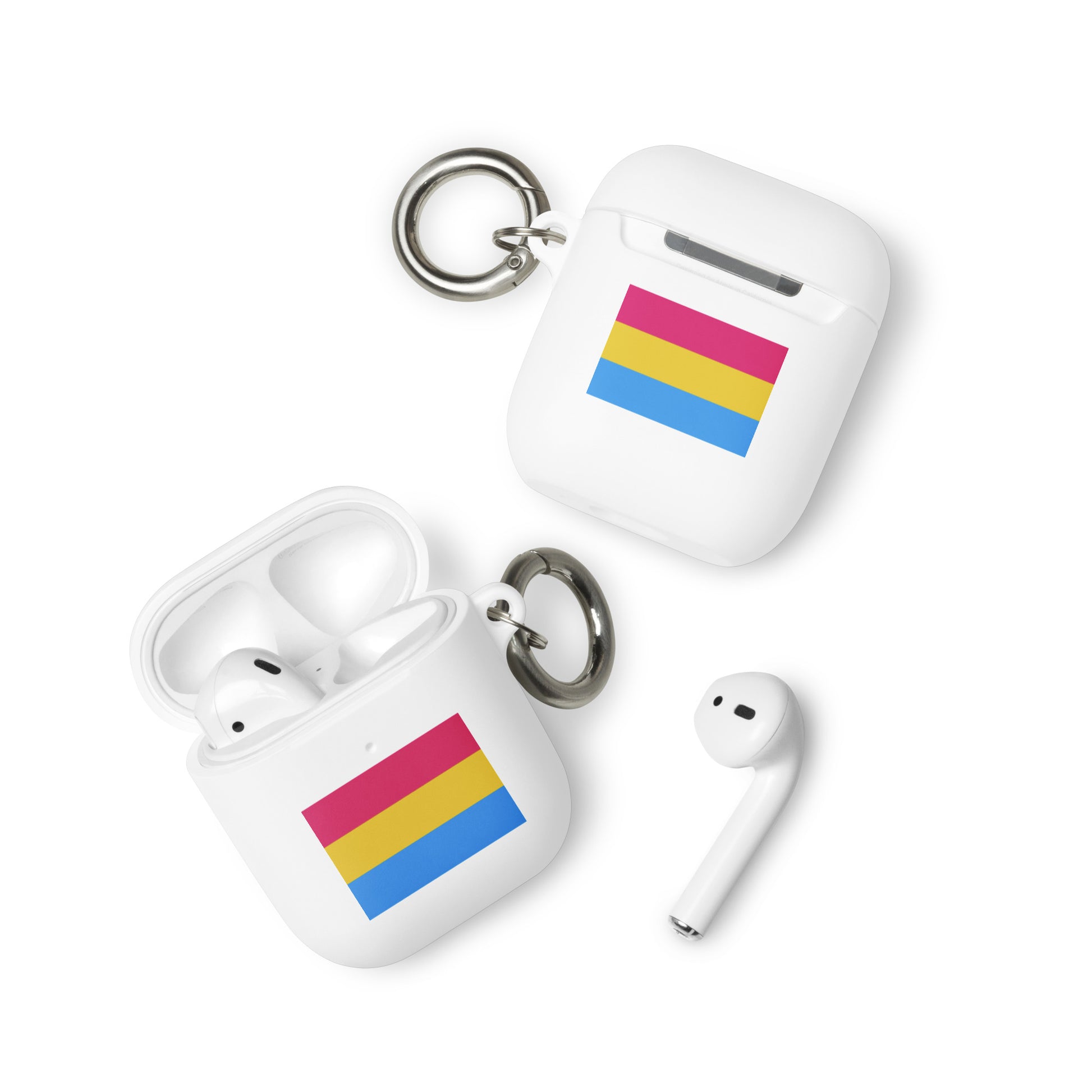 Pansexual Pan Pride Flag Rubber Case for Apple AirPods White AirPods Pansexual rubber-case-for-airpods-white-airpods-front-64adcd2b8ad79