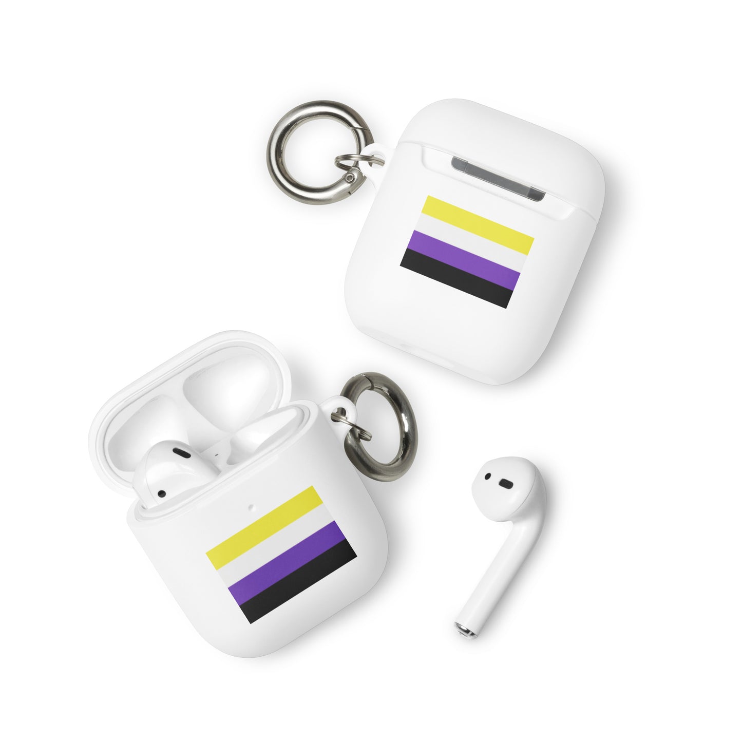 Nonbinary Enby Pride Flag Rubber Case for Apple AirPods White AirPods Nonbinary rubber-case-for-airpods-white-airpods-front-64adcd5971068