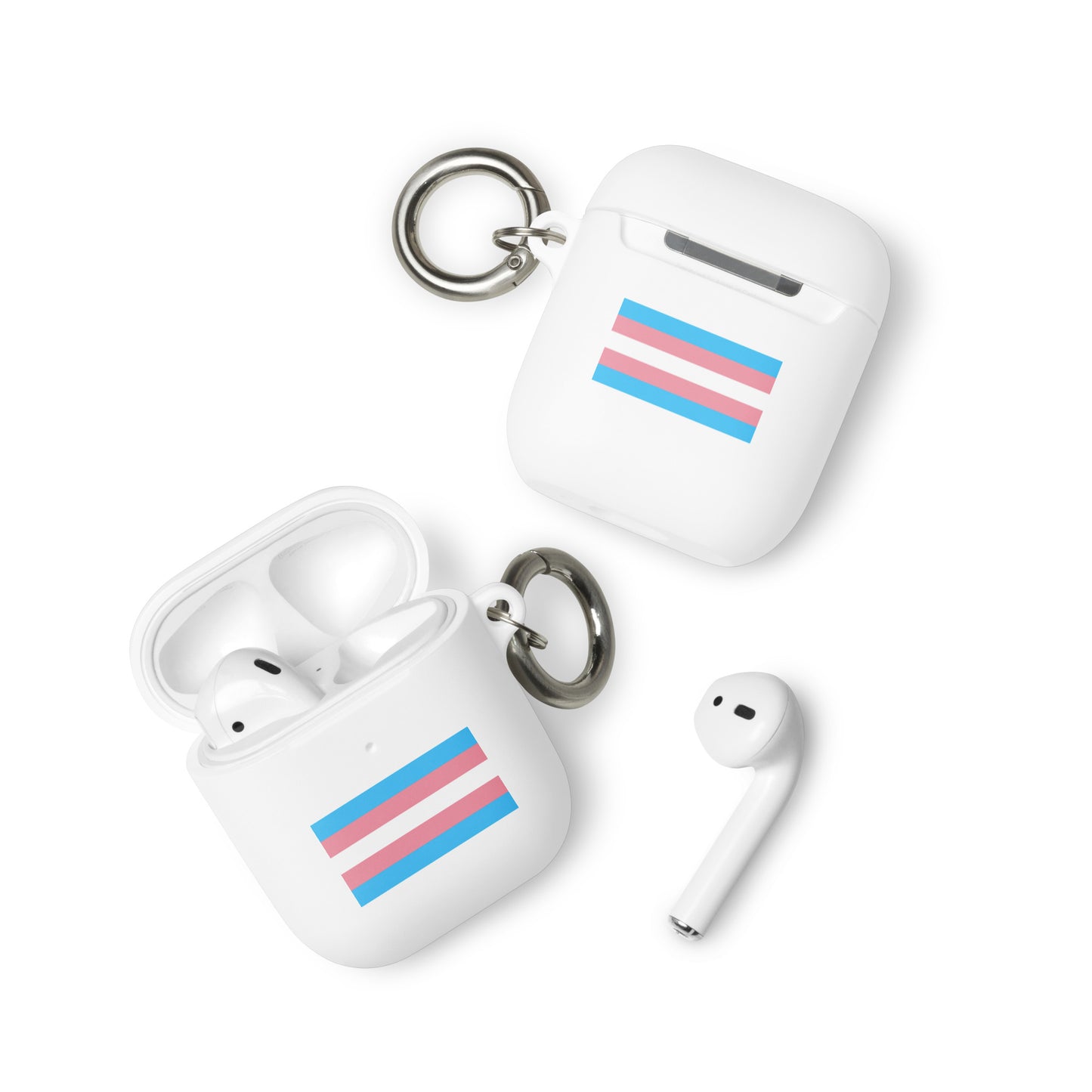 Transgender Trans Pride Flag Case for Apple AirPods White AirPods Transgender rubber-case-for-airpods-white-airpods-front-64adce046dbcf