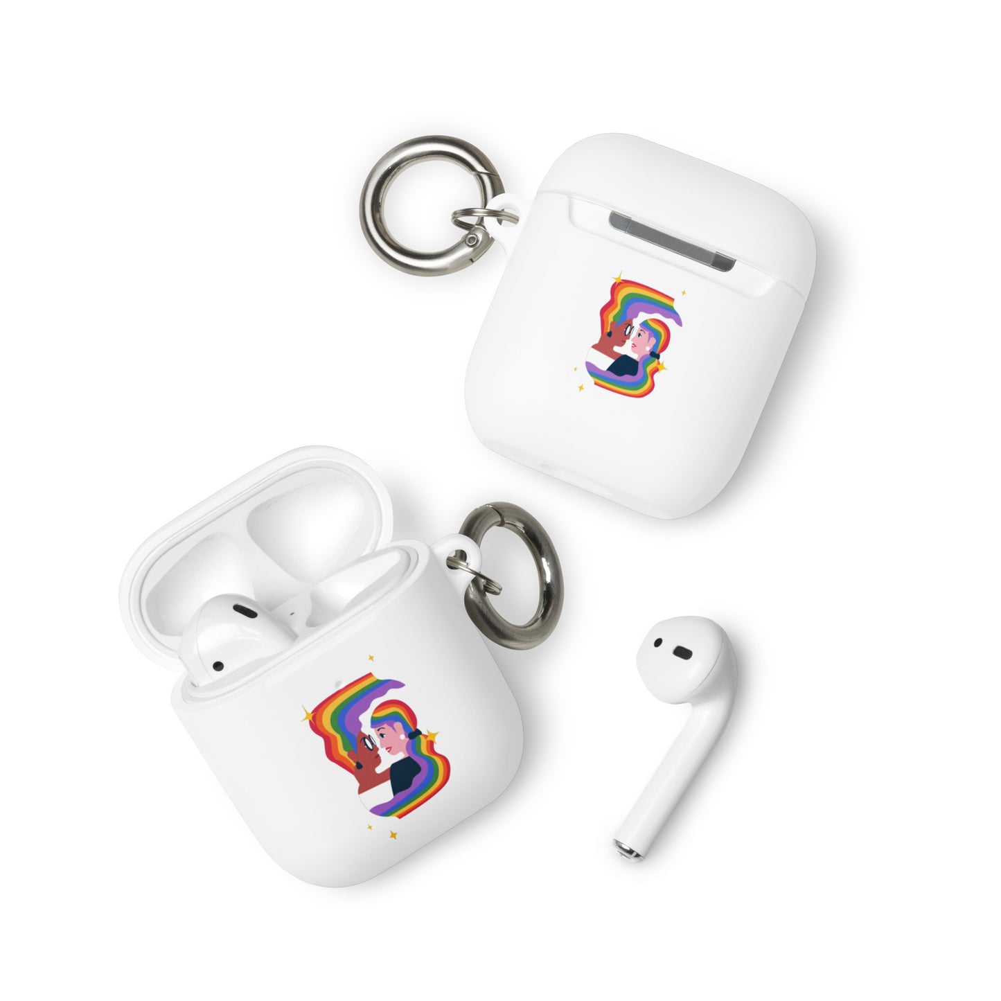 Lesbian Pride Rubber Case for Apple AirPods - Embrace White AirPods Lesbian rubber-case-for-airpods-white-airpods-front-64adceea2b059