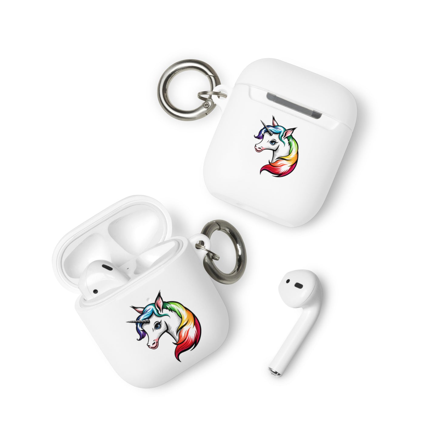 LGBTQ Pride Rubber Case for Apple AirPods - Rainbow Unicorn White AirPods Pride rubber-case-for-airpods-white-airpods-front-64adcf443aeed