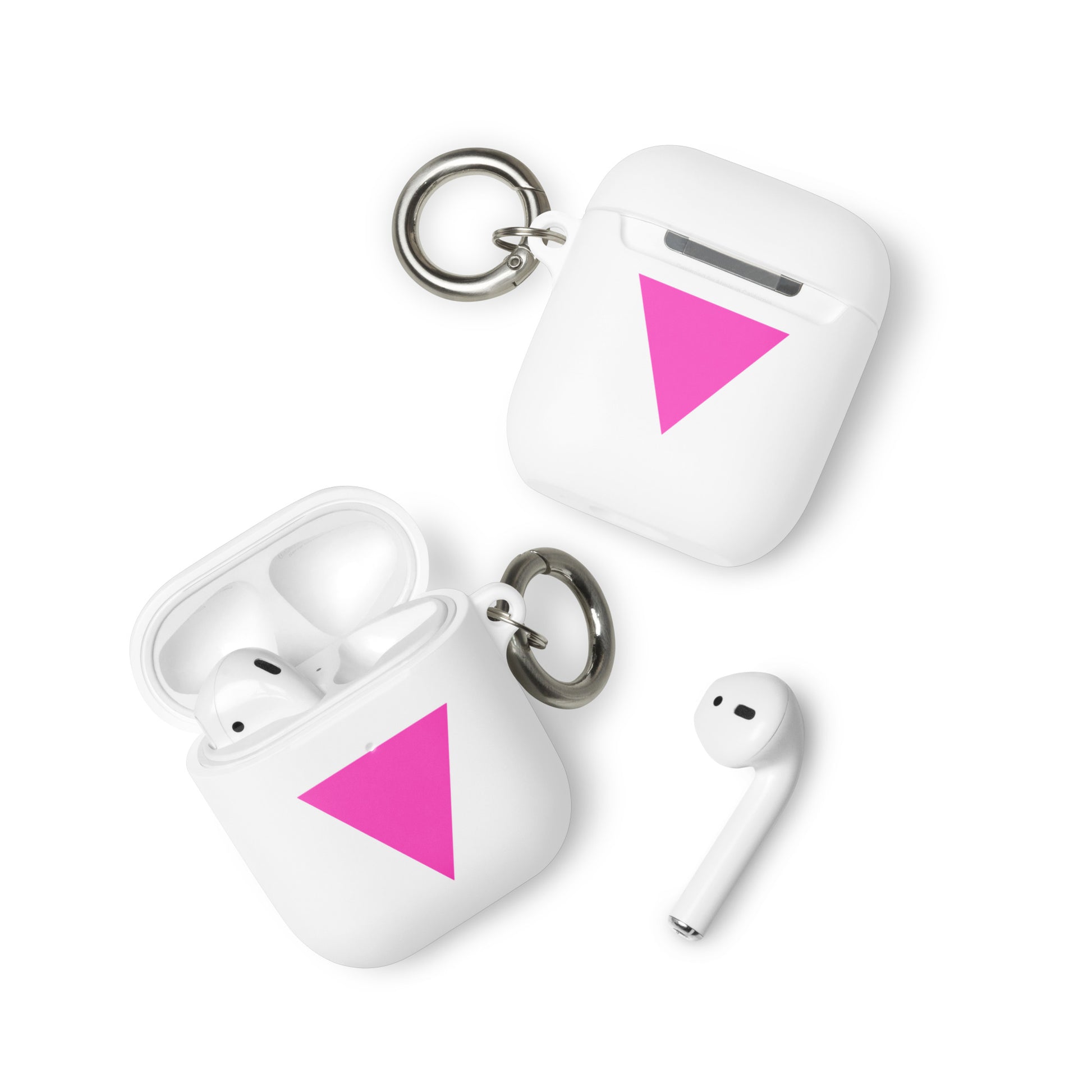 LGBTQ Pride Rubber Case for Apple AirPods - Pink Triangle White AirPods Pride rubber-case-for-airpods-white-airpods-front-64adcf7471aae