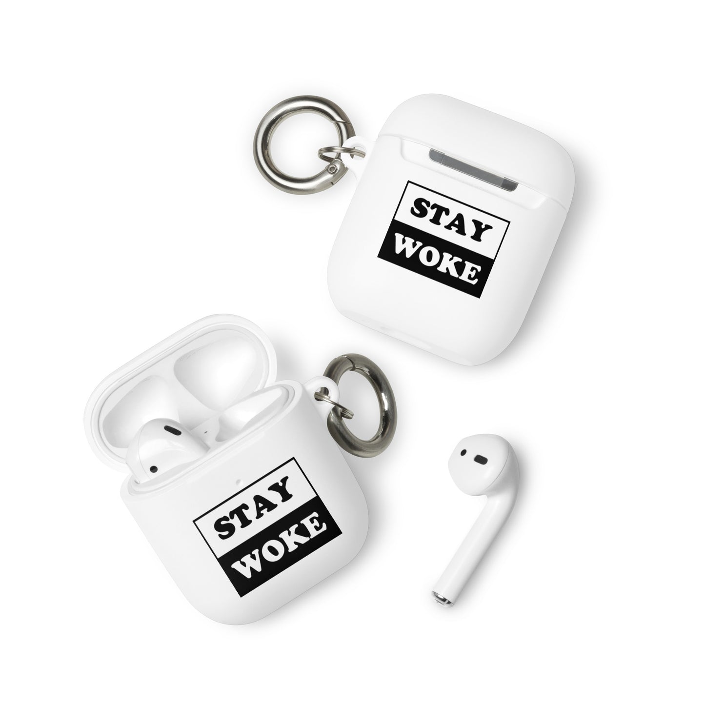 Rubber Case for Apple AirPods - Stay Woke White AirPods rubber-case-for-airpods-white-airpods-front-64adcfa3cb771