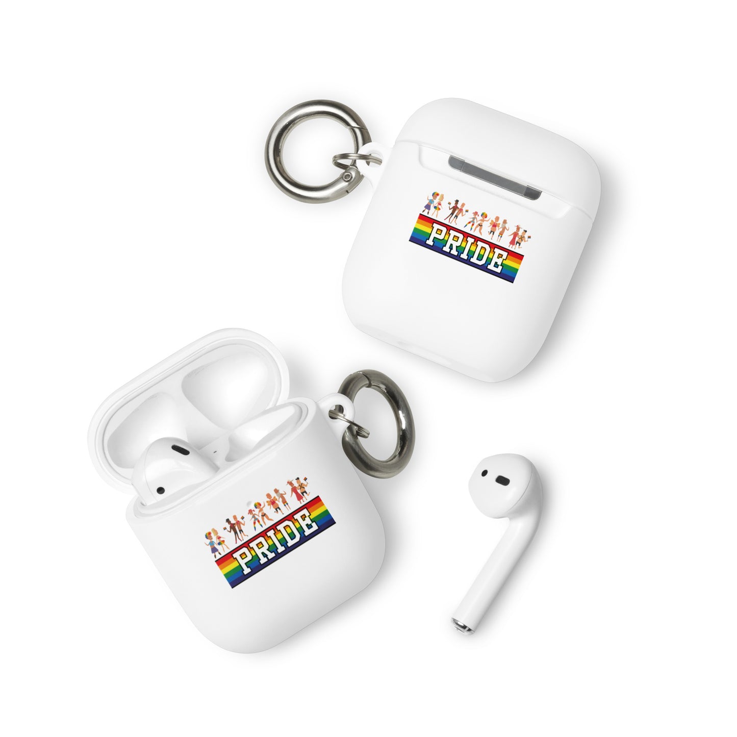 LGBTQ Pride Rubber Case for Apple AirPods - Pride Parade White AirPods Pride rubber-case-for-airpods-white-airpods-front-64add0b8a266e