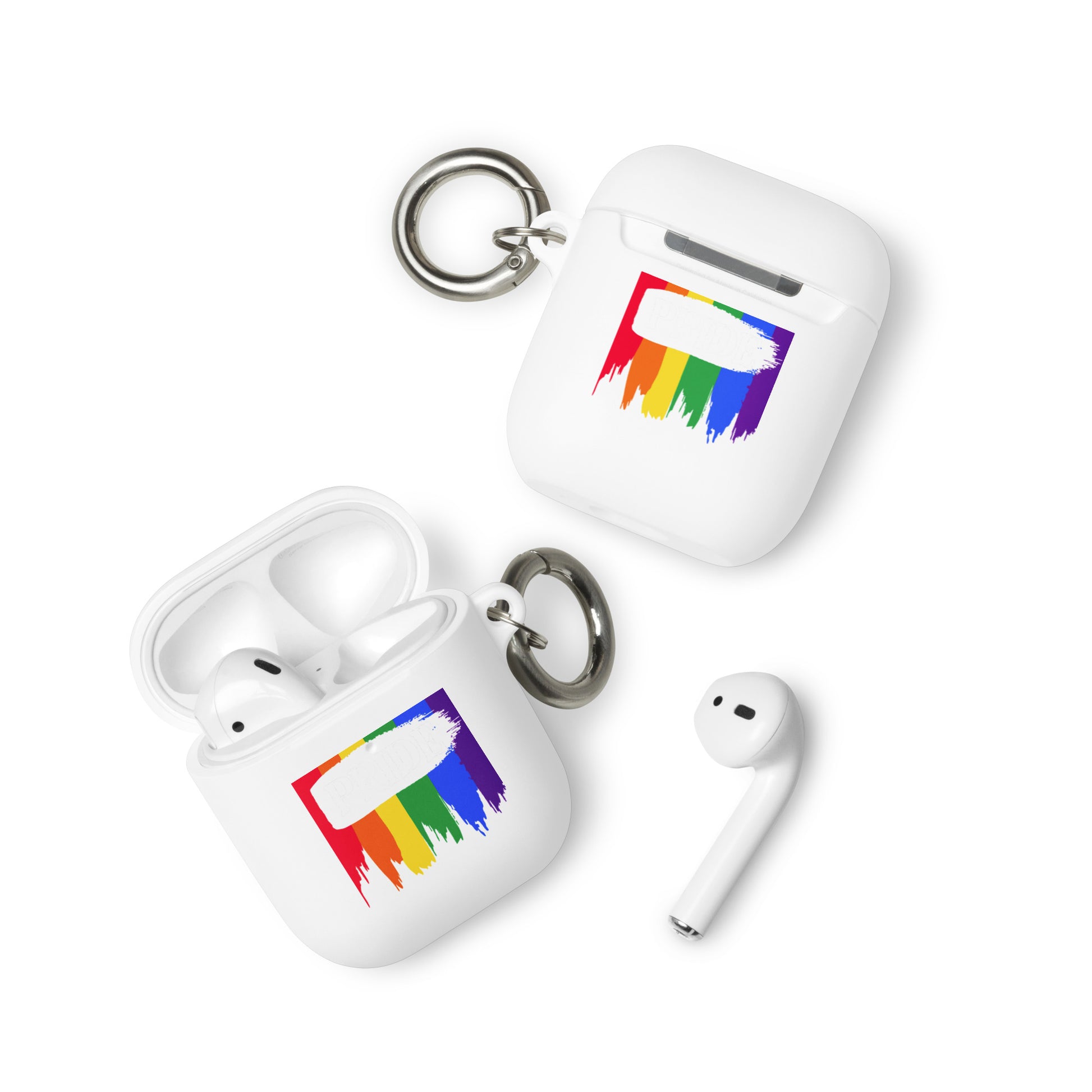 LGBTQ Pride Rubber Case for Apple AirPods - Pride Paint White AirPods Pride rubber-case-for-airpods-white-airpods-front-64add0e473655