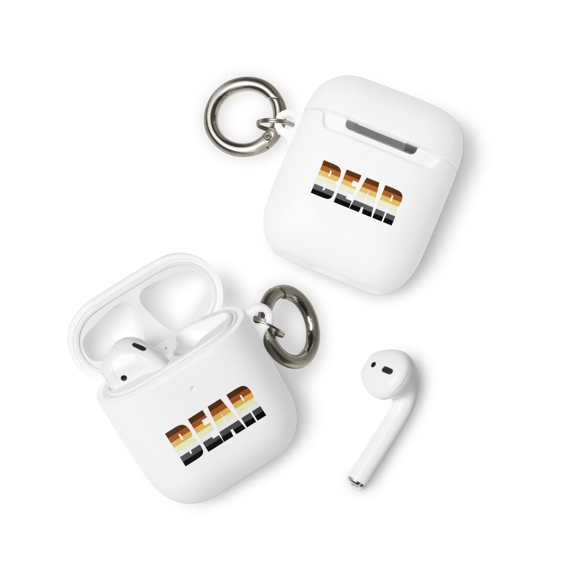 Gay Bear Pride Rubber Case for Apple AirPods White AirPods Gay rubber-case-for-airpods-white-airpods-front-64add1f540b89