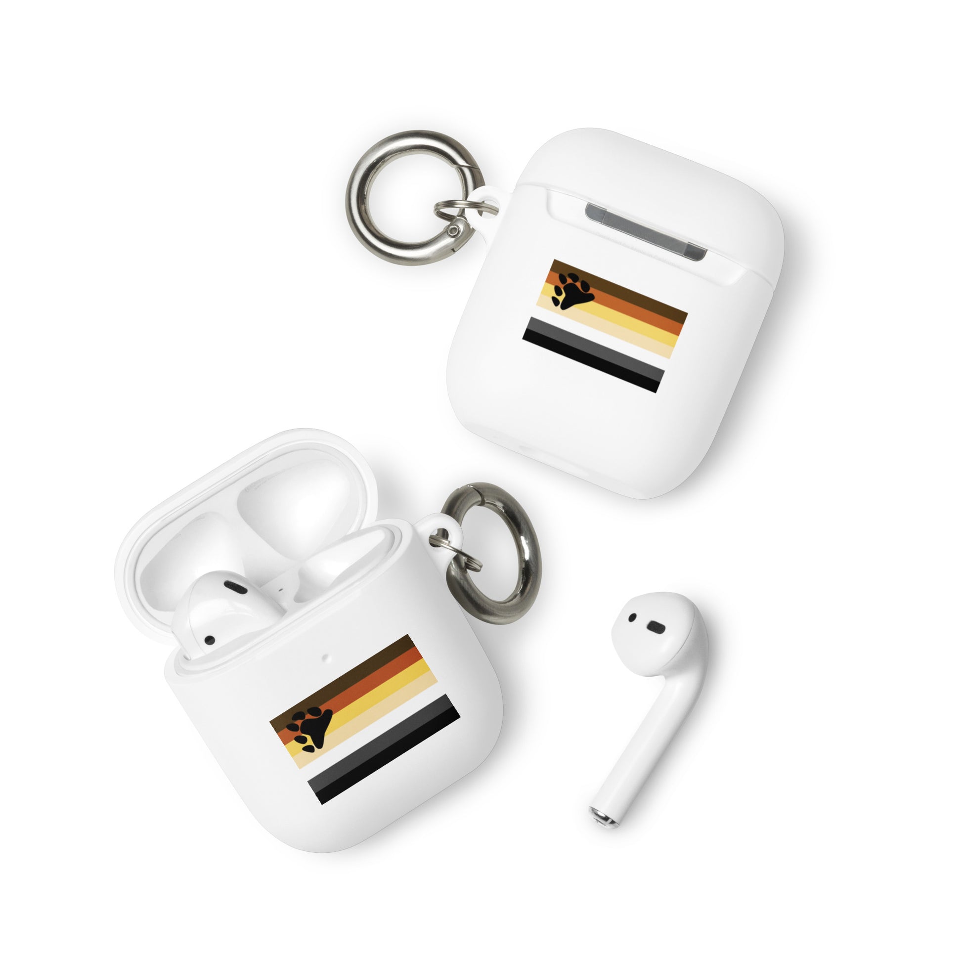 Gay Bear Pride Flag Rubber Case for Apple AirPods White AirPods Gay rubber-case-for-airpods-white-airpods-front-64ade7187b9b0