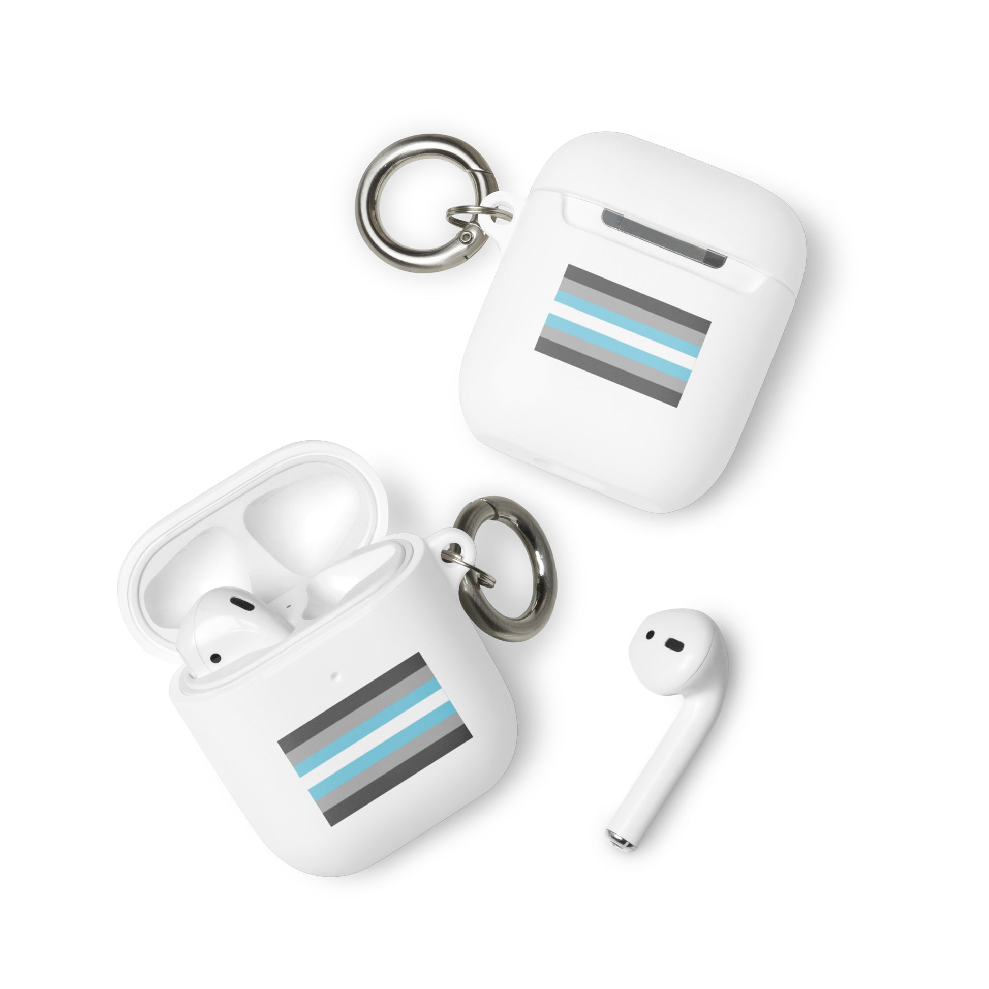 Demiboy Pride Flag Rubber Case for Apple AirPods White AirPods Demiboy rubber-case-for-airpods-white-airpods-front-64ade79831596