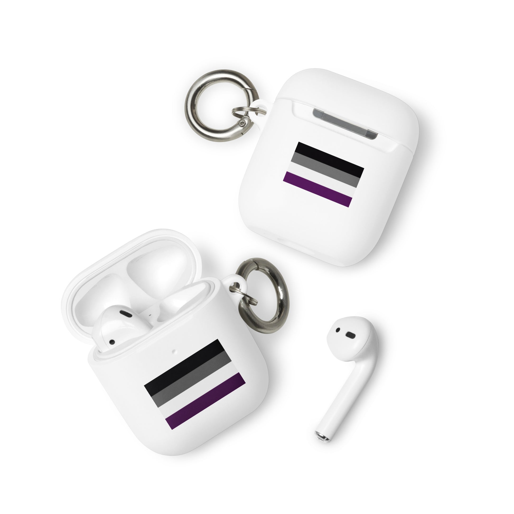 Asexual Ace Pride Flag Rubber Case for Apple AirPods White AirPods Asexual rubber-case-for-airpods-white-airpods-front-64adebda40151