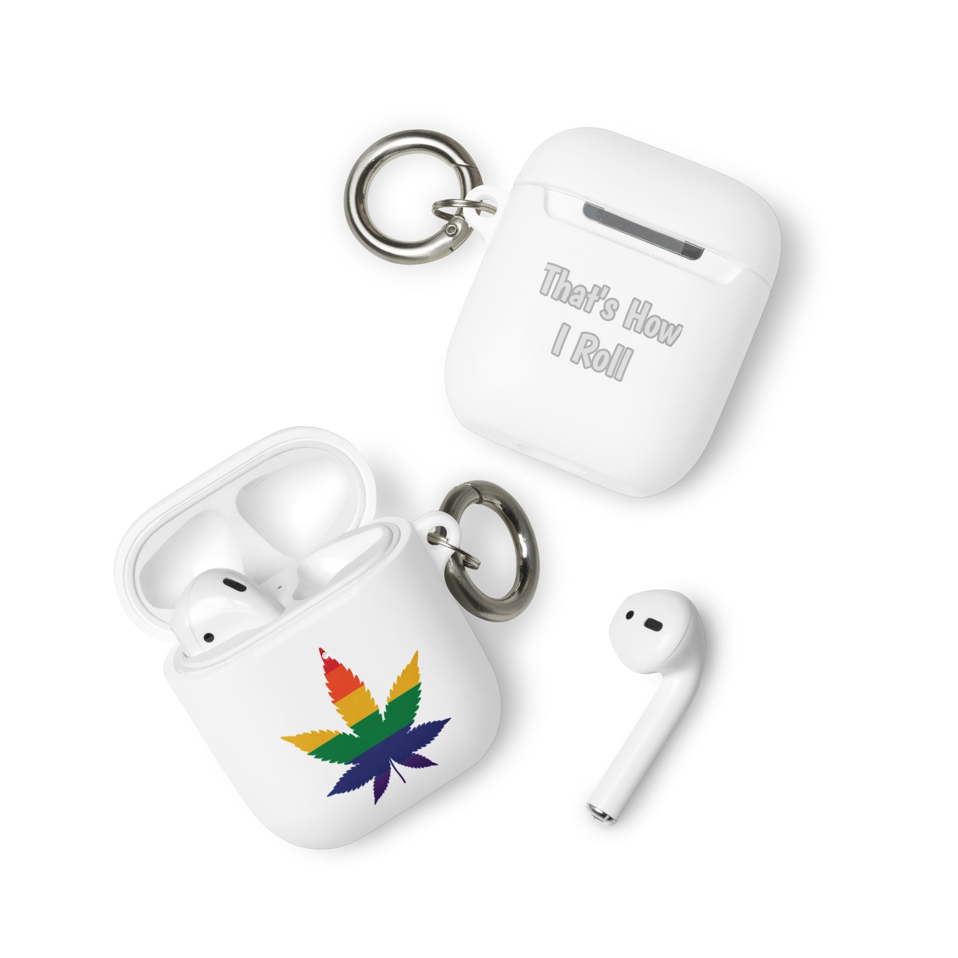 LGBTQ Pride Case for Apple AirPods - Weed White AirPods Pride rubber-case-for-airpods-white-airpods-front-64ae04a057a0a