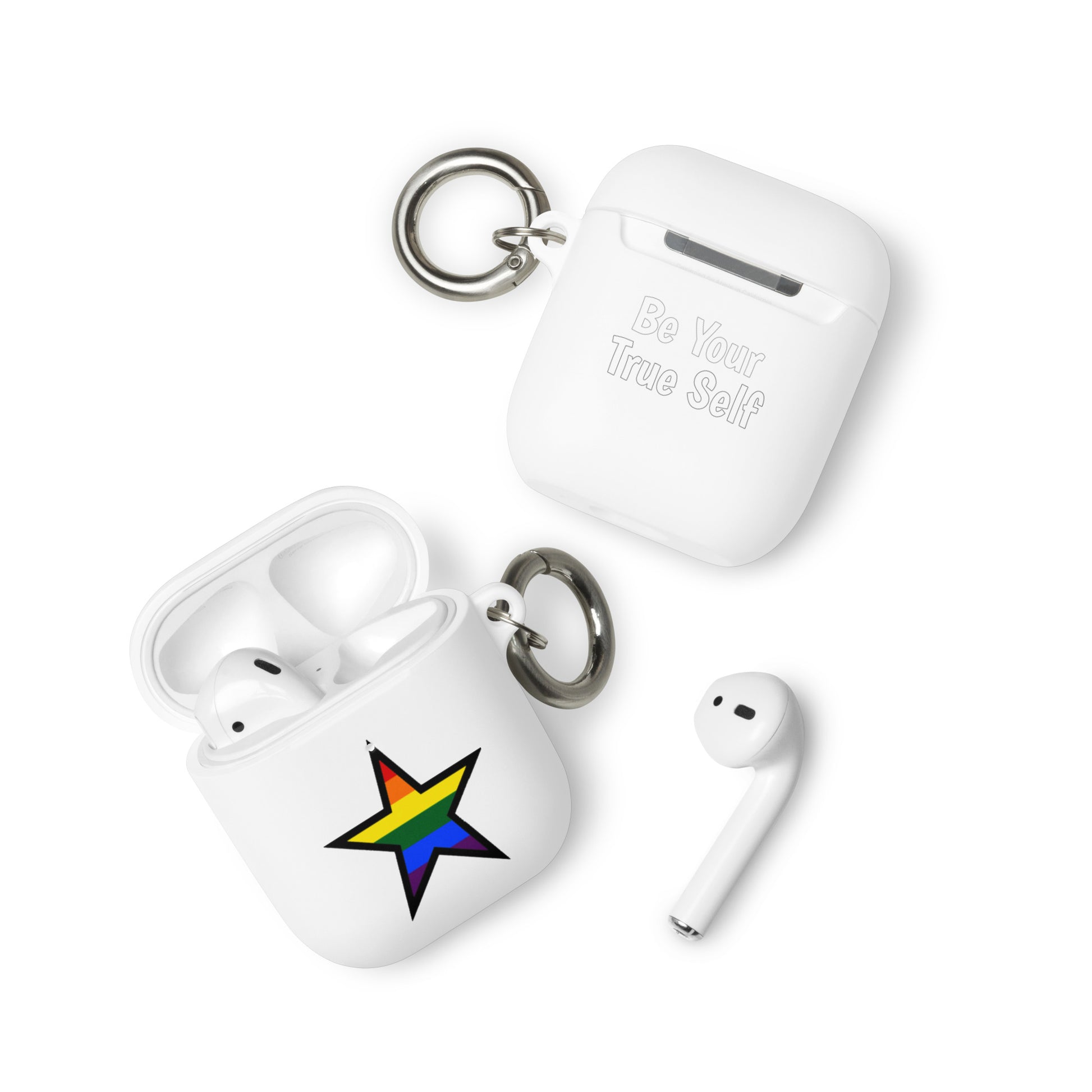 LGBTQ Pride Rubber Case for Apple AirPods - Star White AirPods Pride rubber-case-for-airpods-white-airpods-front-64ae050c55b18