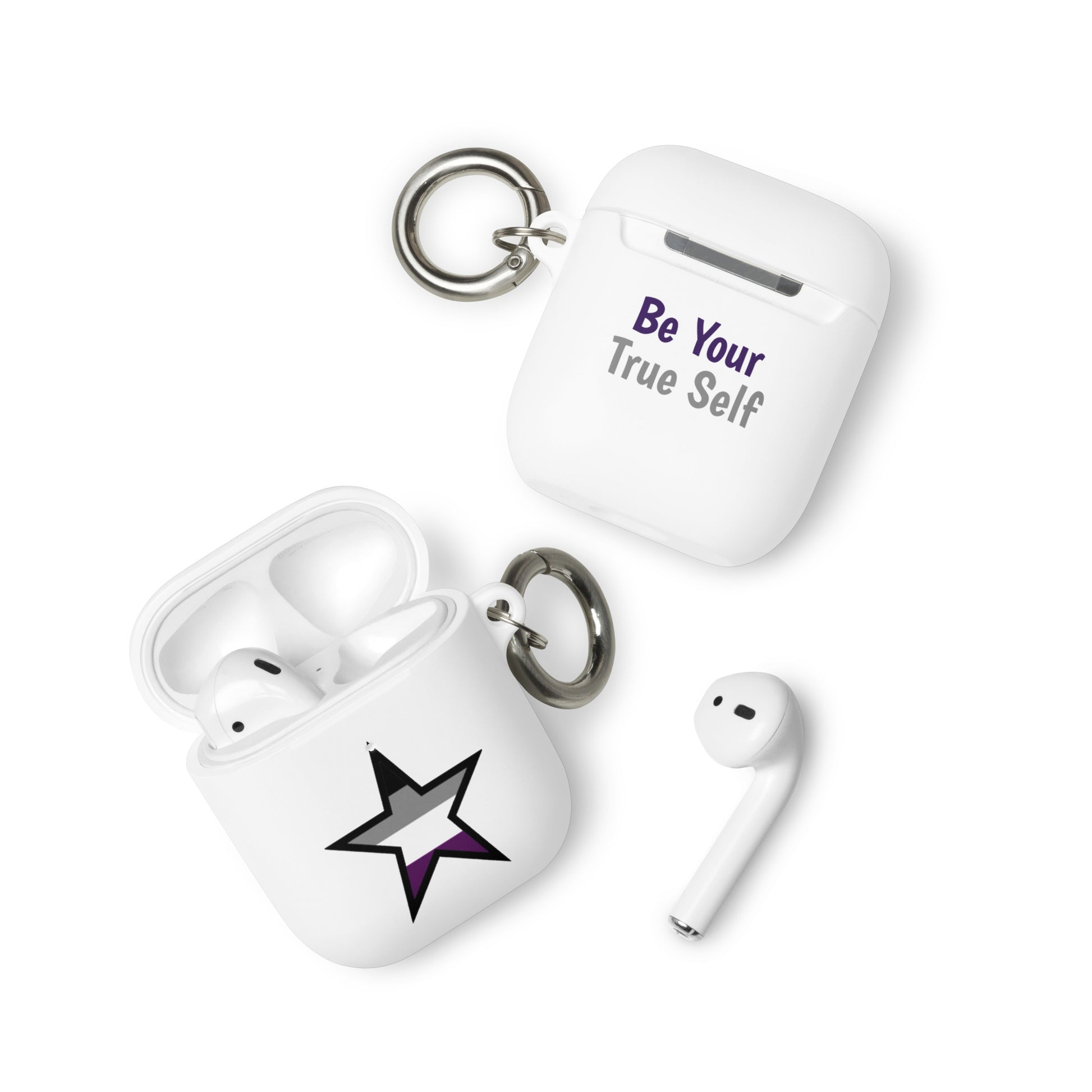 Asexual Ace Pride Rubber Case for Apple AirPods Star White AirPods Asexual rubber-case-for-airpods-white-airpods-front-64ae0583ae44e