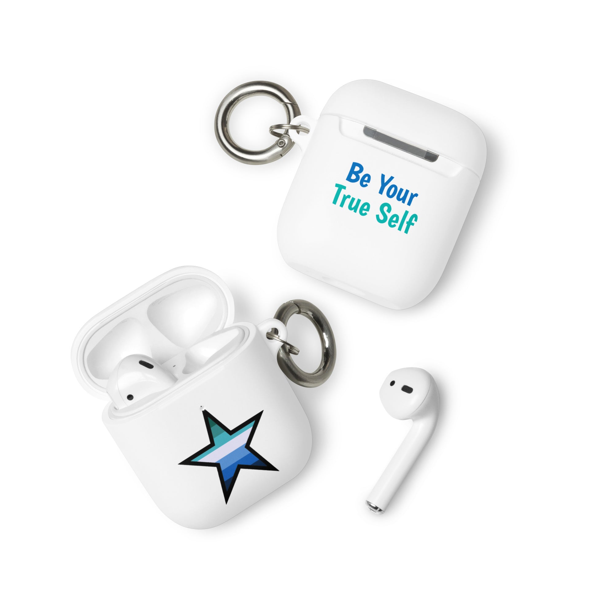 Gay MLM Vincian Pride Rubber Case for Apple AirPods - Star White AirPods Gay rubber-case-for-airpods-white-airpods-front-64ae05e122556