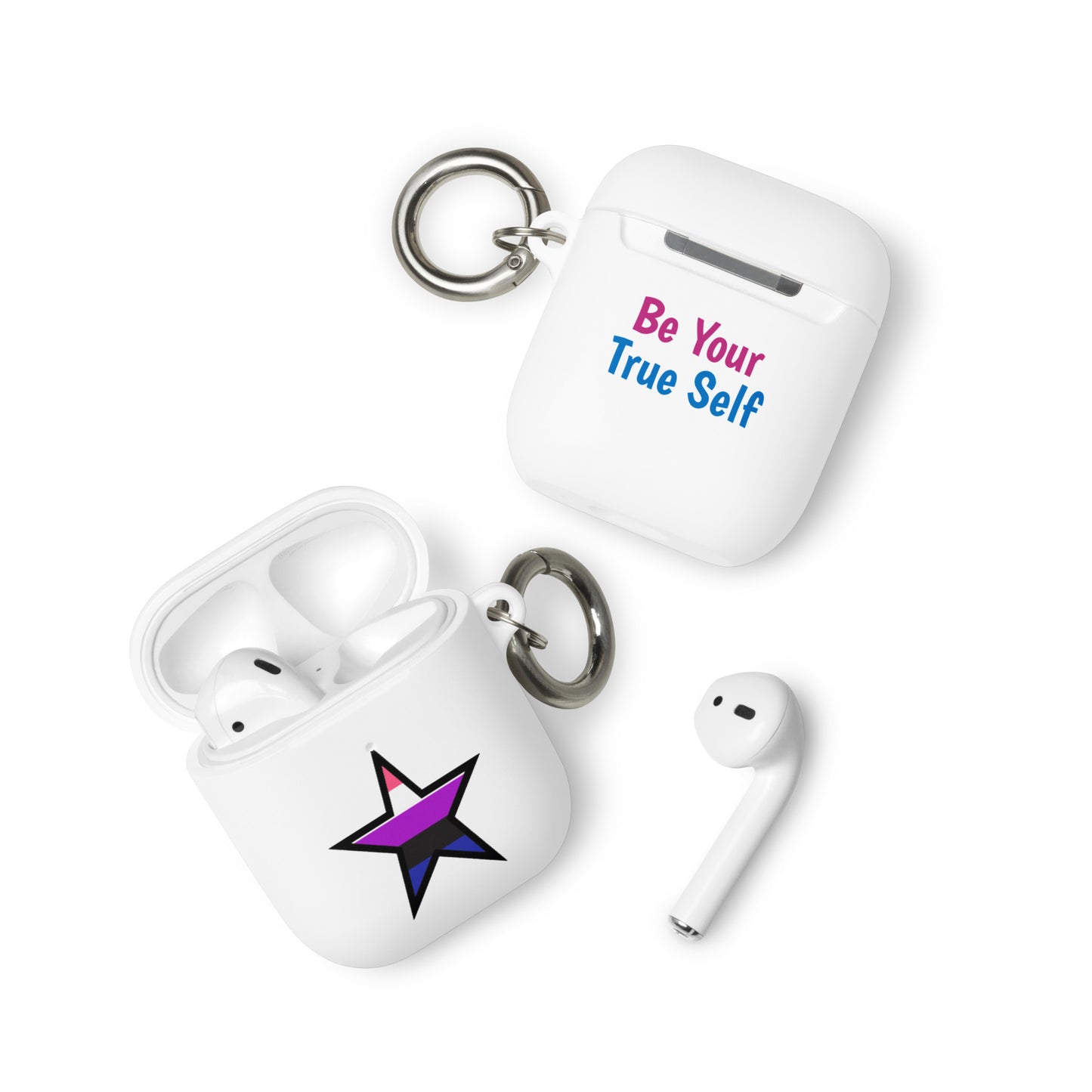 Genderfluid Pride Rubber Case for Apple AirPods - Star White AirPods Genderfluid rubber-case-for-airpods-white-airpods-front-64ae061c04b87