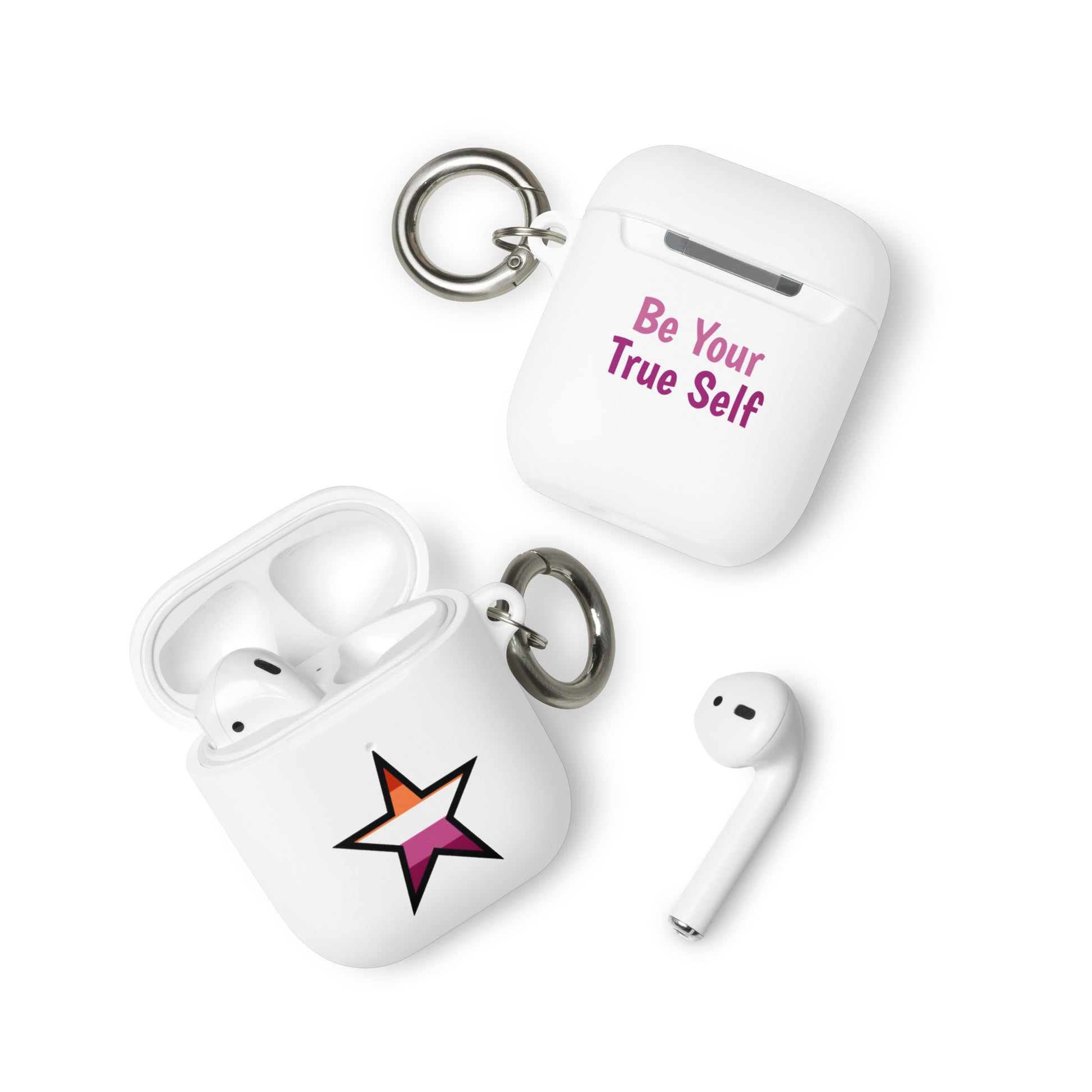 Lesbian Pride Rubber Case for AirPods - Star White AirPods Lesbian rubber-case-for-airpods-white-airpods-front-64ae069e7923d