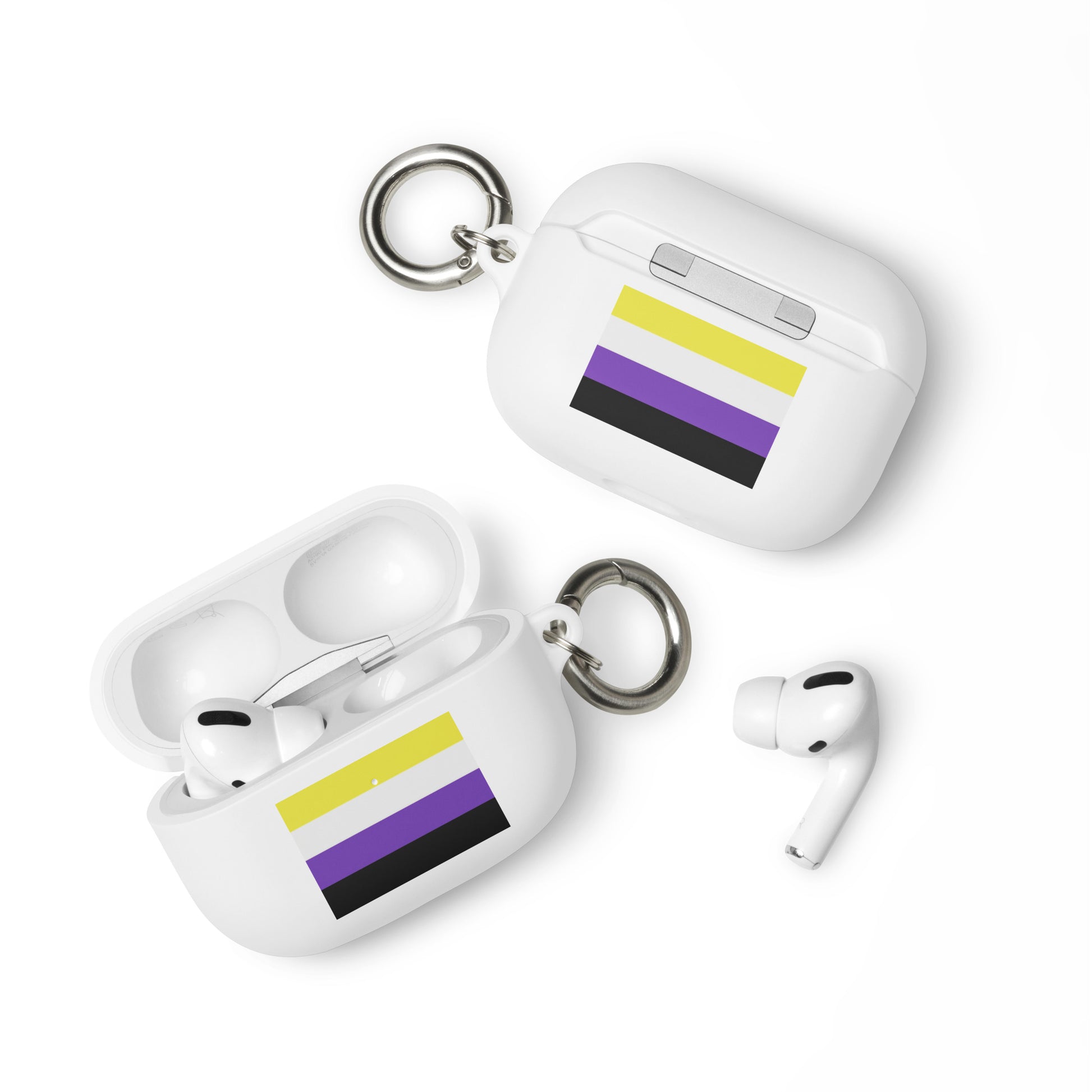 Nonbinary Enby Pride Flag Rubber Case for Apple AirPods White AirPods Pro Nonbinary rubber-case-for-airpods-white-airpods-pro-front-64adcd5971140