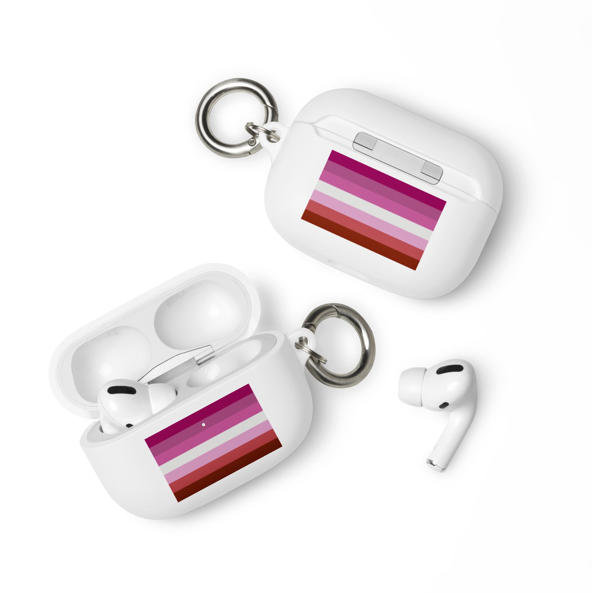 Lesbian Pride Flag Rubber Case for Apple AirPods White AirPods Pro Lesbian rubber-case-for-airpods-white-airpods-pro-front-64adcdd085d71