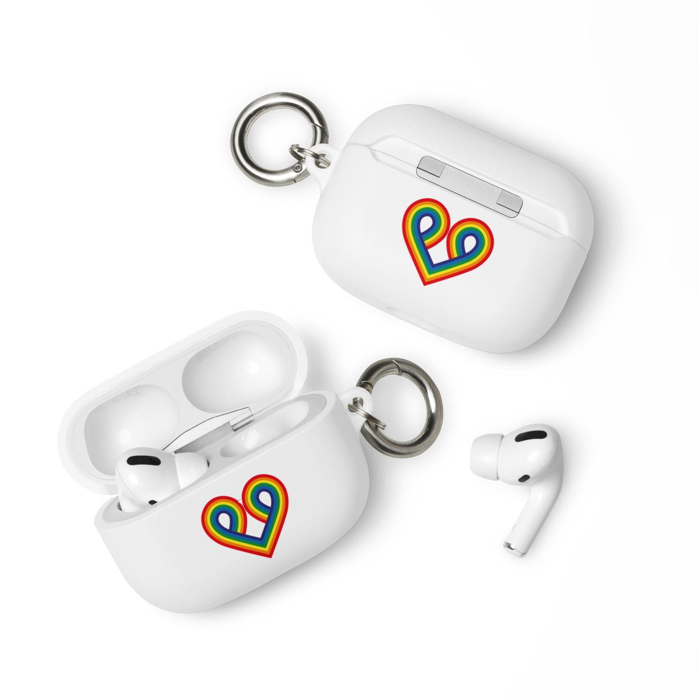 LGBTQ Pride Rubber Case for Apple AirPods - Pride Heart White AirPods Pro Pride rubber-case-for-airpods-white-airpods-pro-front-64adcf15625f1